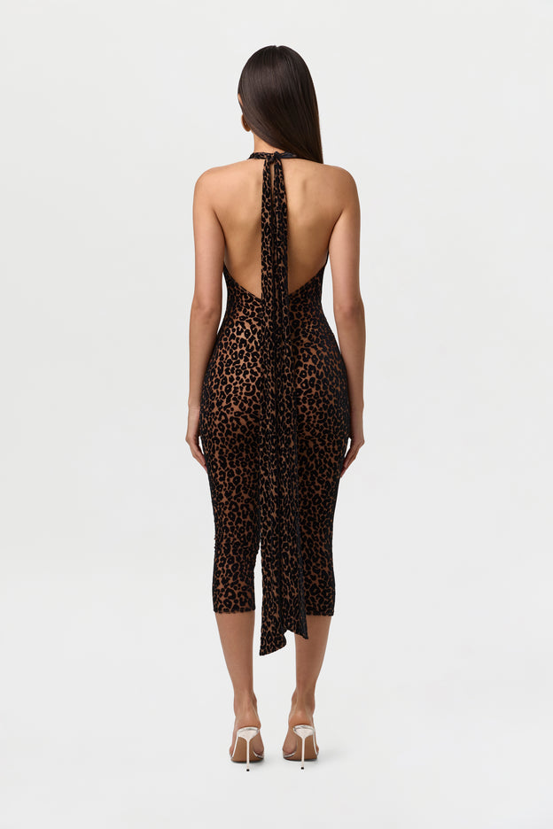 Burnout Print Halter Capri Jumpsuit