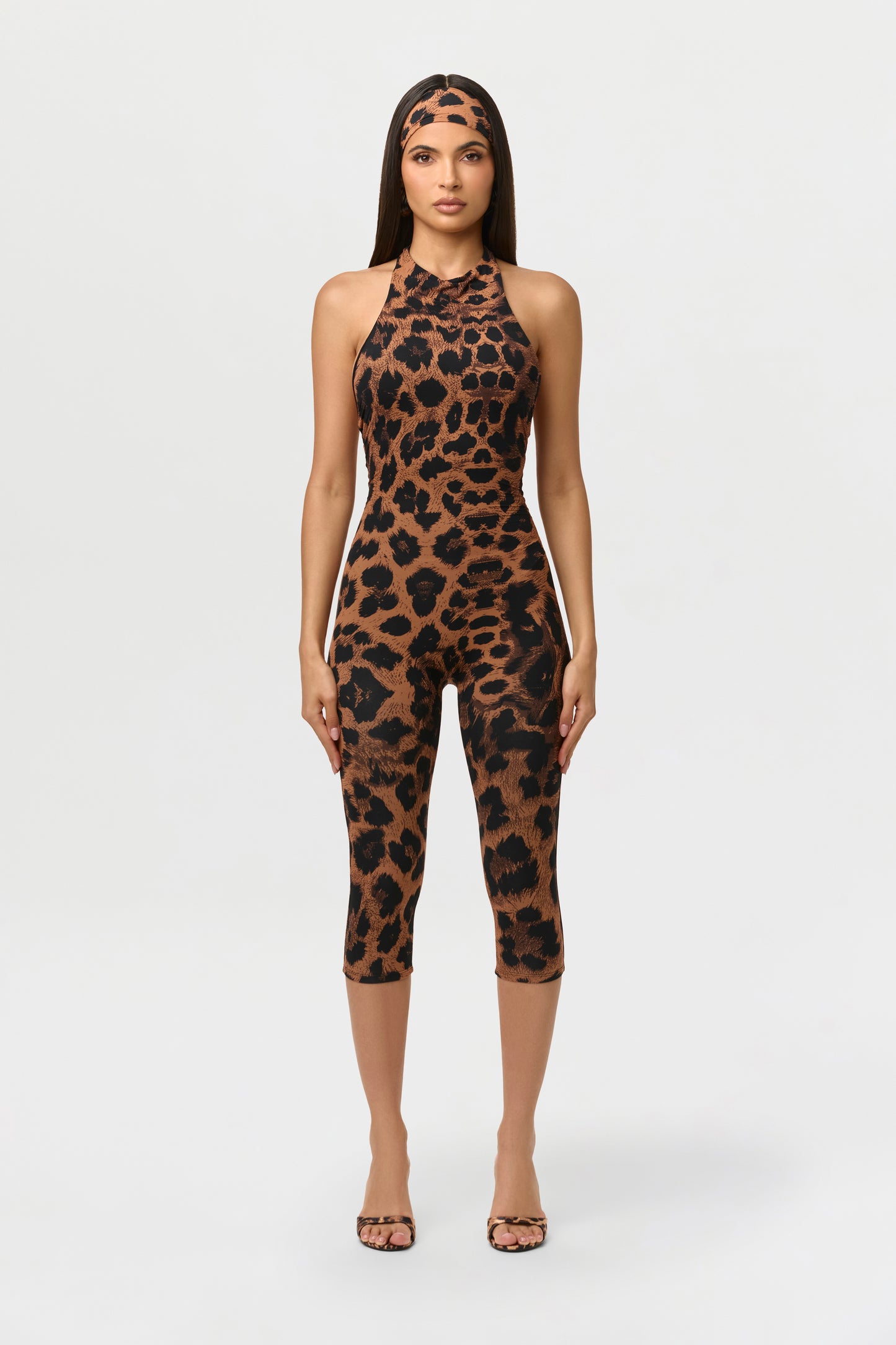Naked Print Halter Capri Jumpsuit