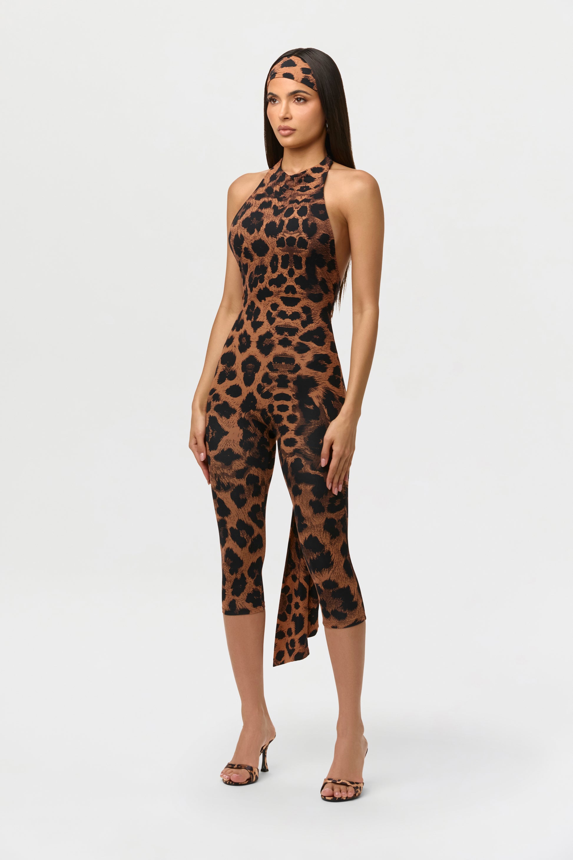 Naked Print Halter Capri Jumpsuit