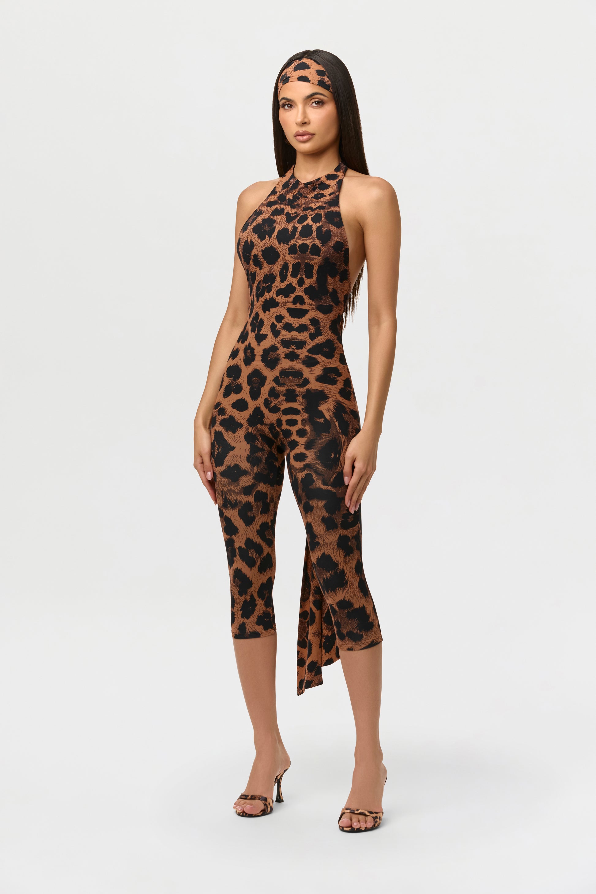 Naked Print Halter Capri Jumpsuit
