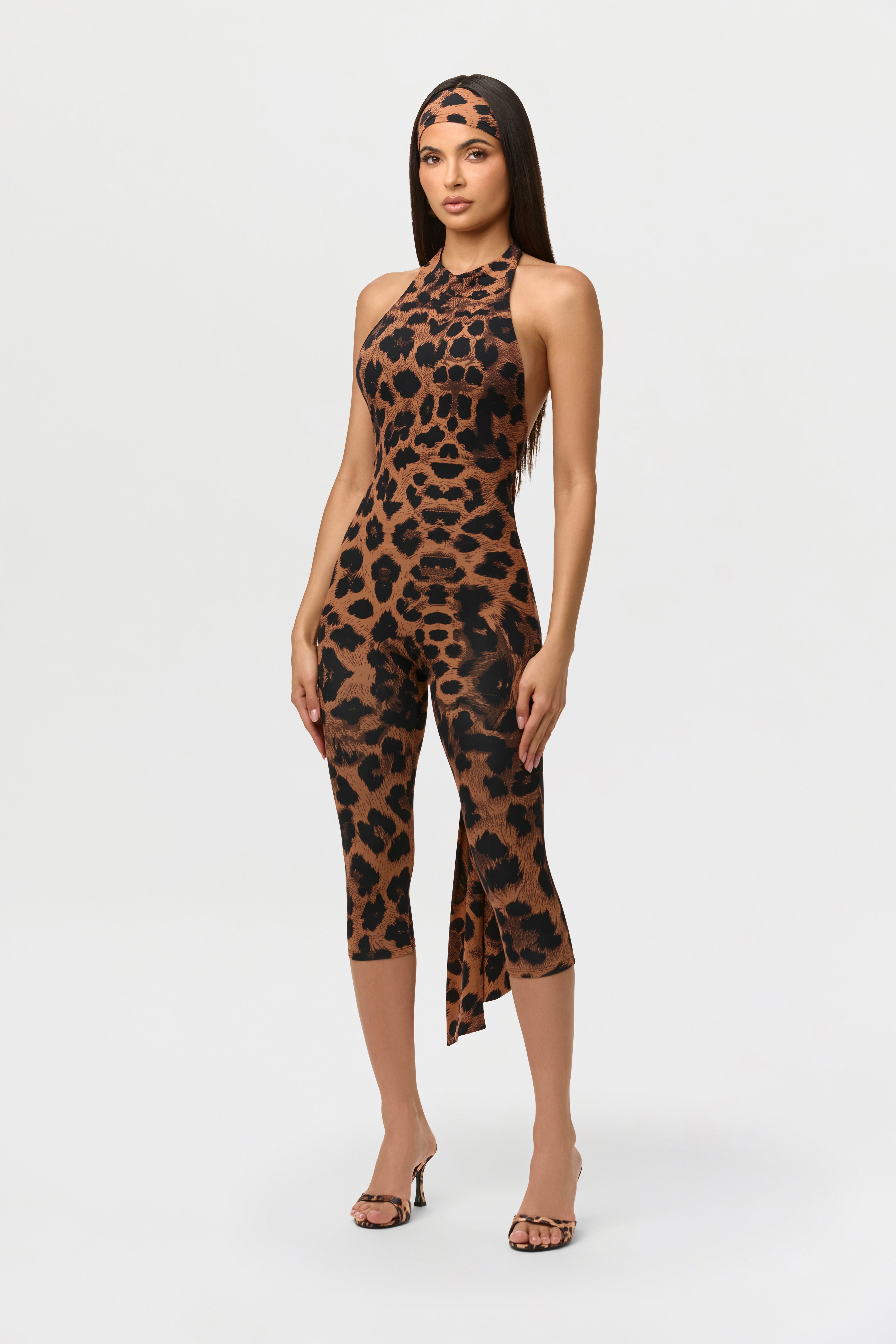 Naked Print Halter Capri Jumpsuit