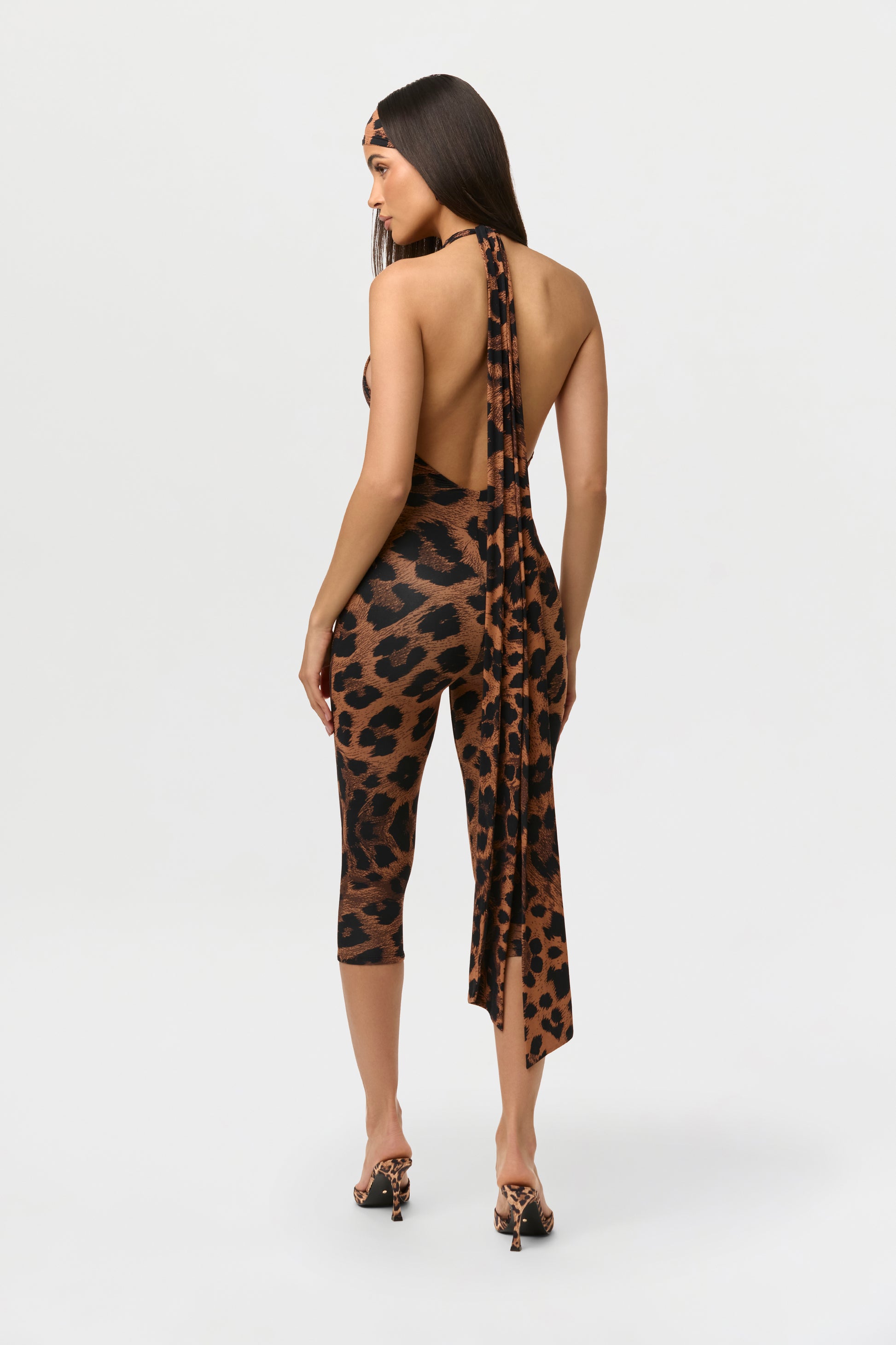 Naked Print Halter Capri Jumpsuit