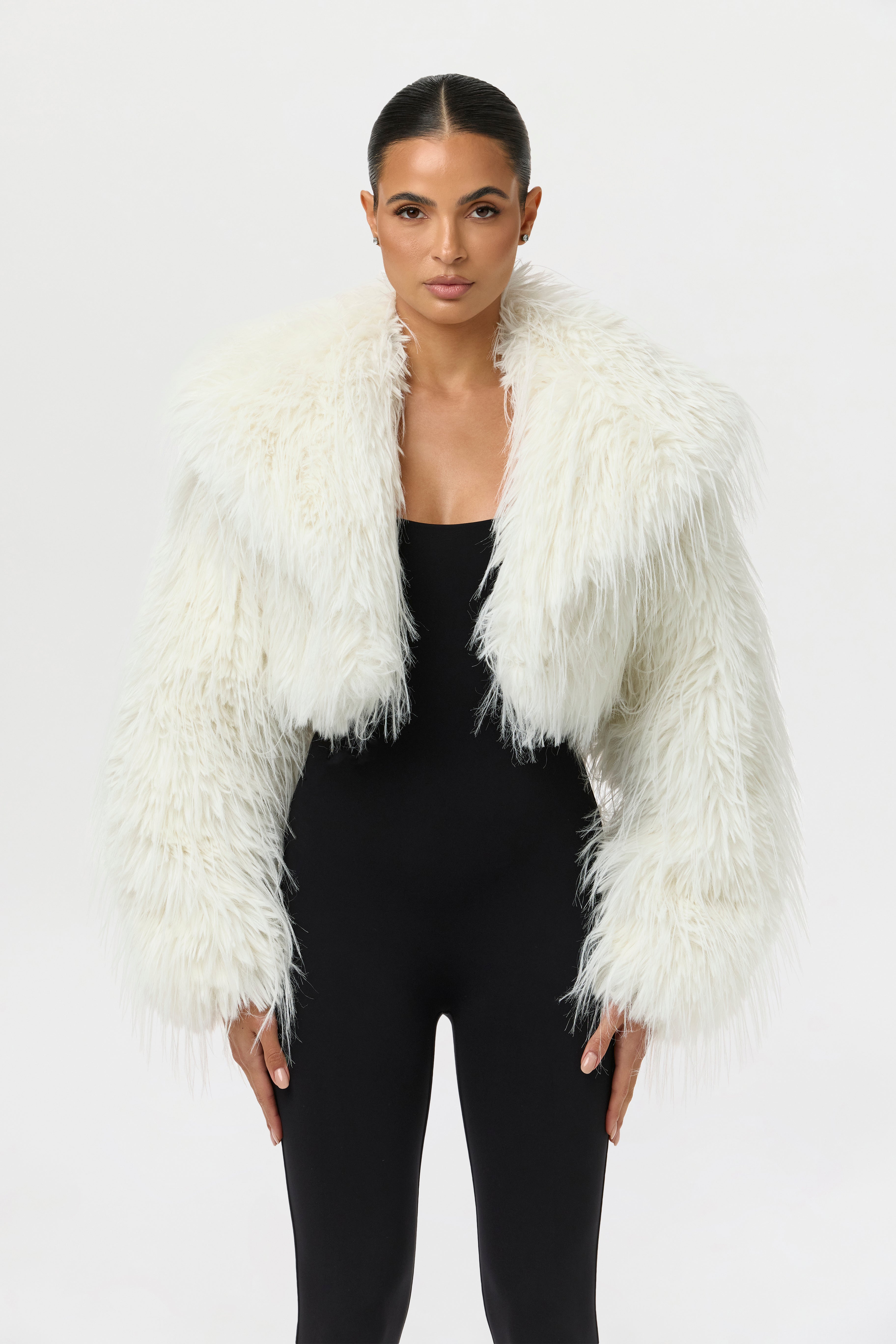 Faux Fur Cropped Plush Jacket