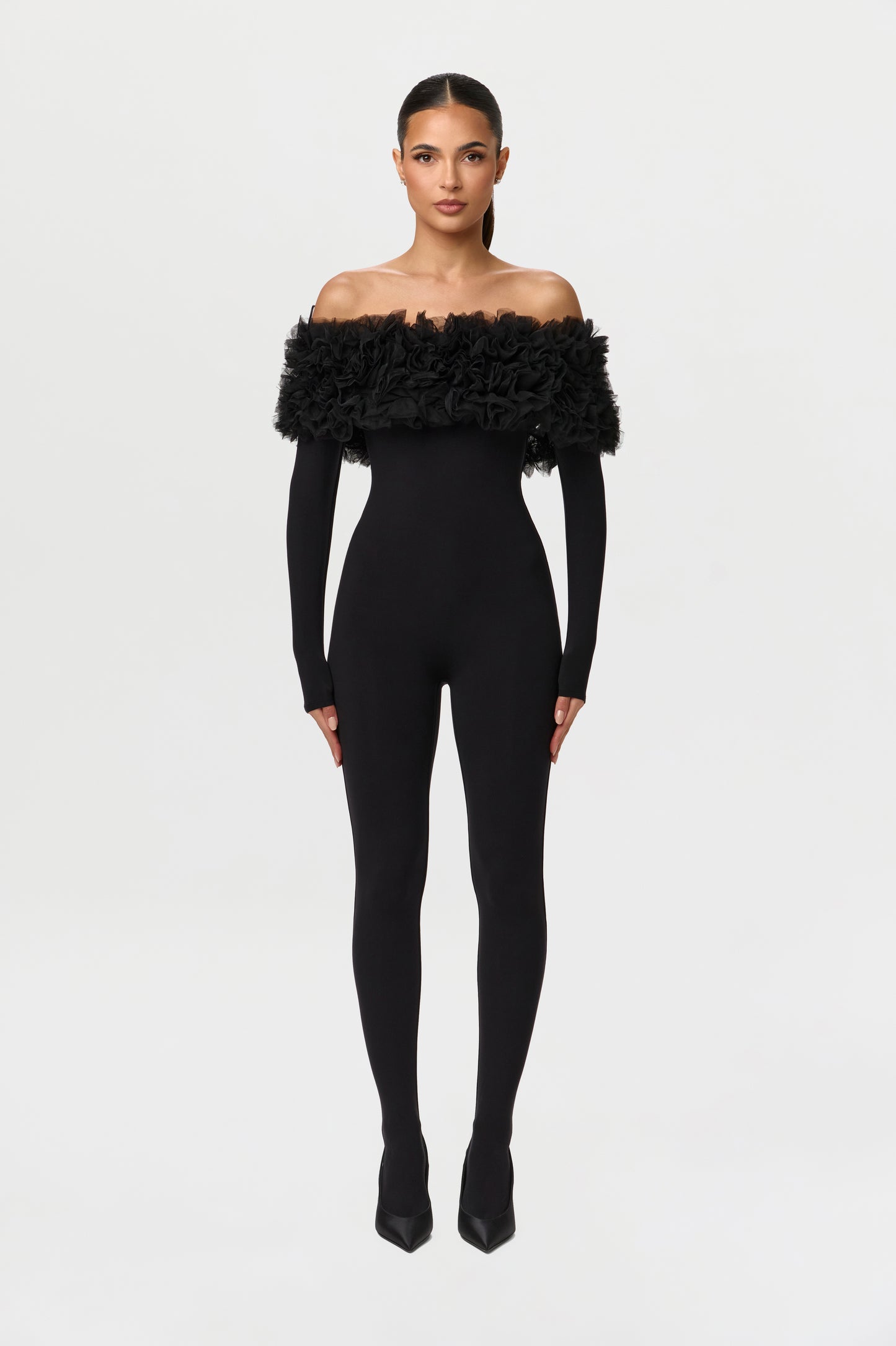 Naked Off-Shoulder Roses Jumpsuit