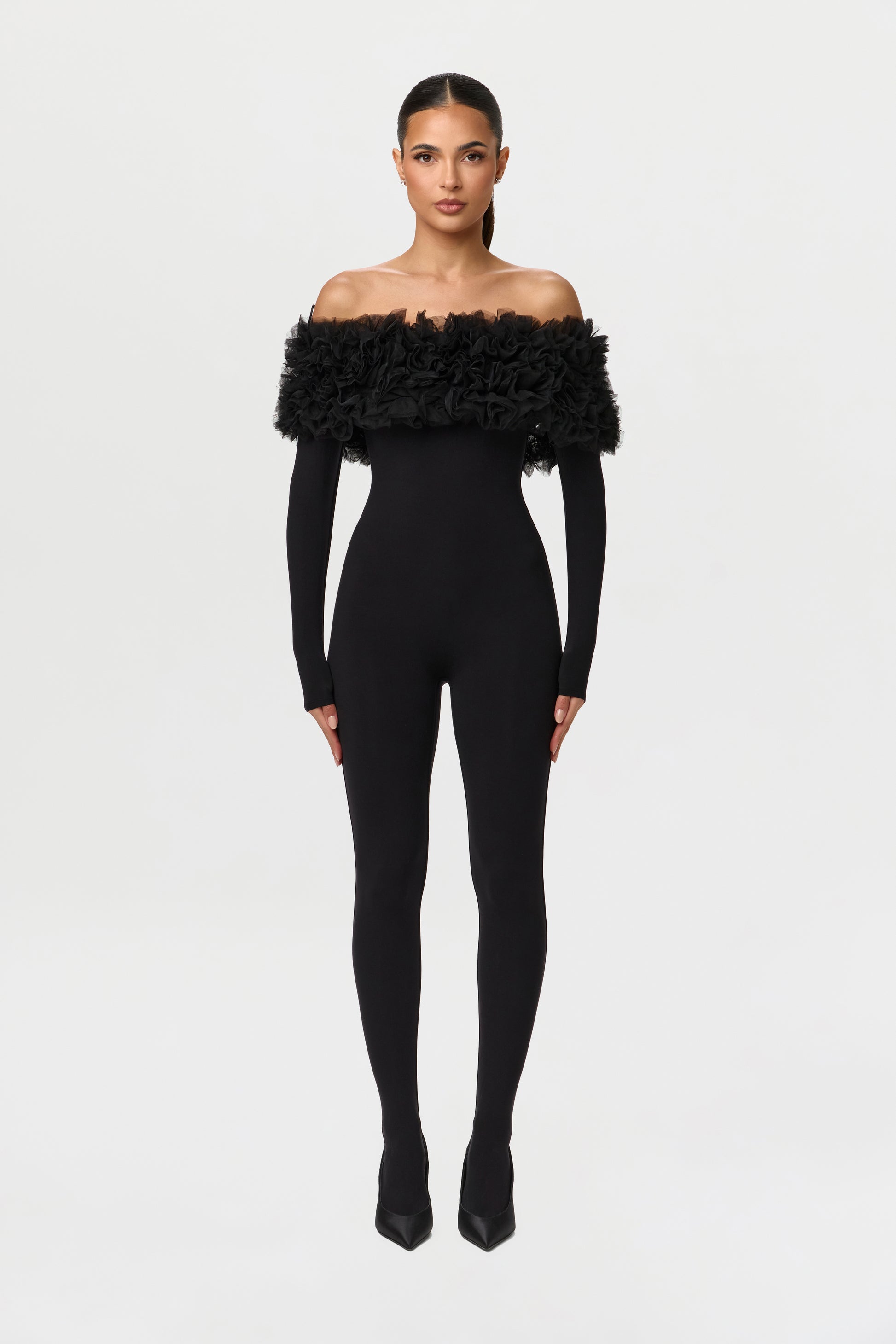 Naked Off-Shoulder Roses Jumpsuit