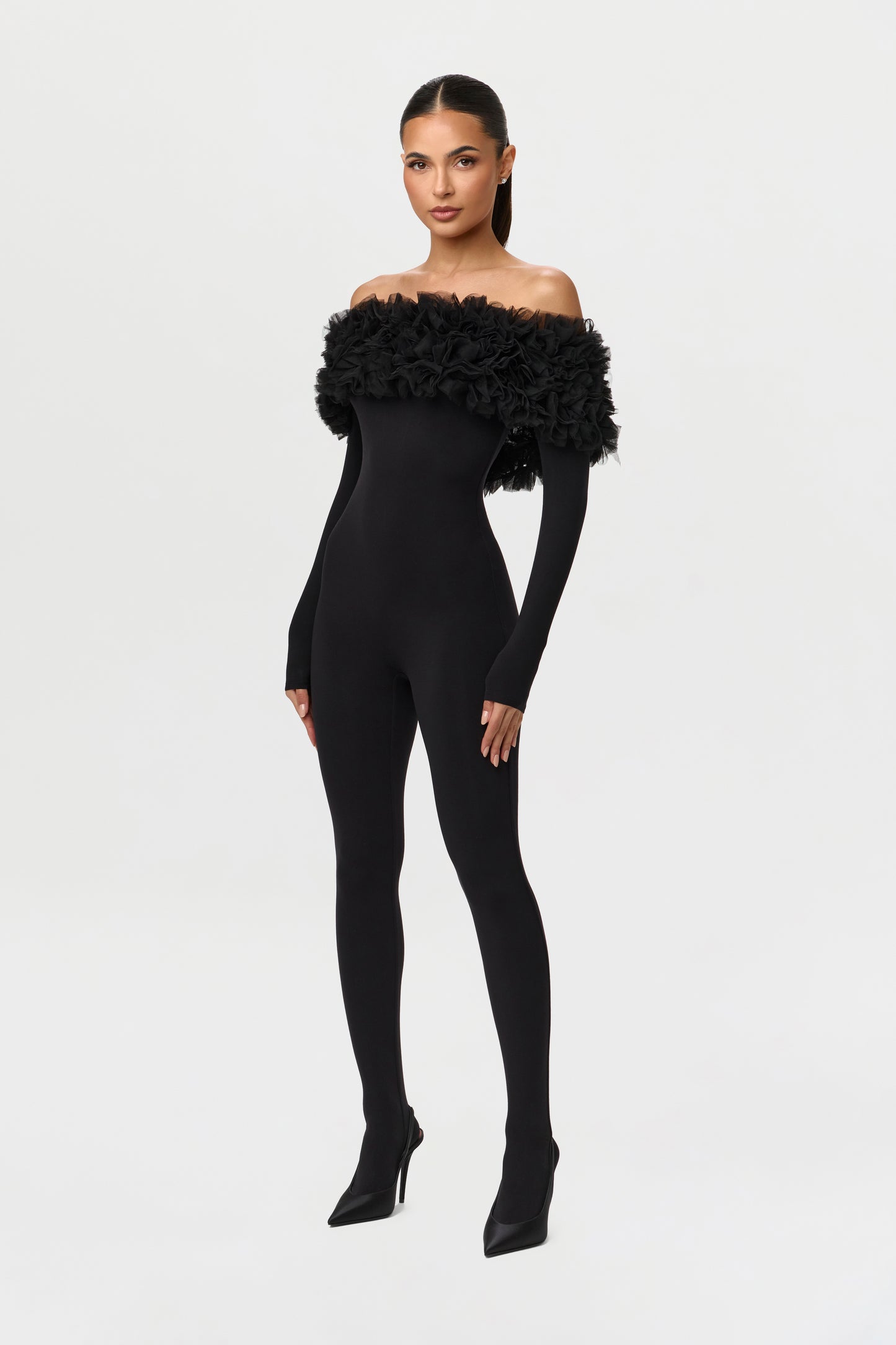 Naked Off-Shoulder Roses Jumpsuit