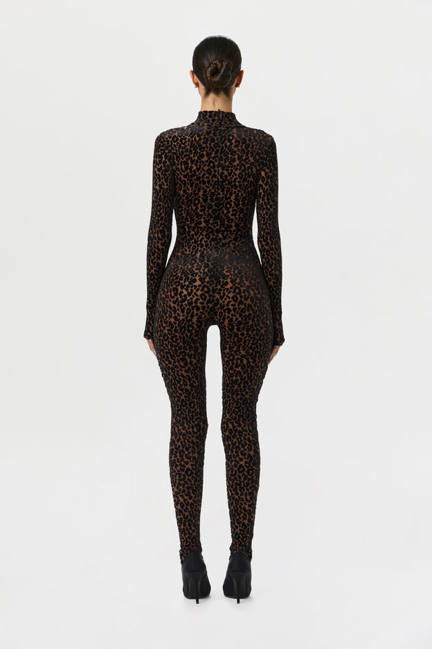 Burnout Leopard Stirrup Jumpsuit