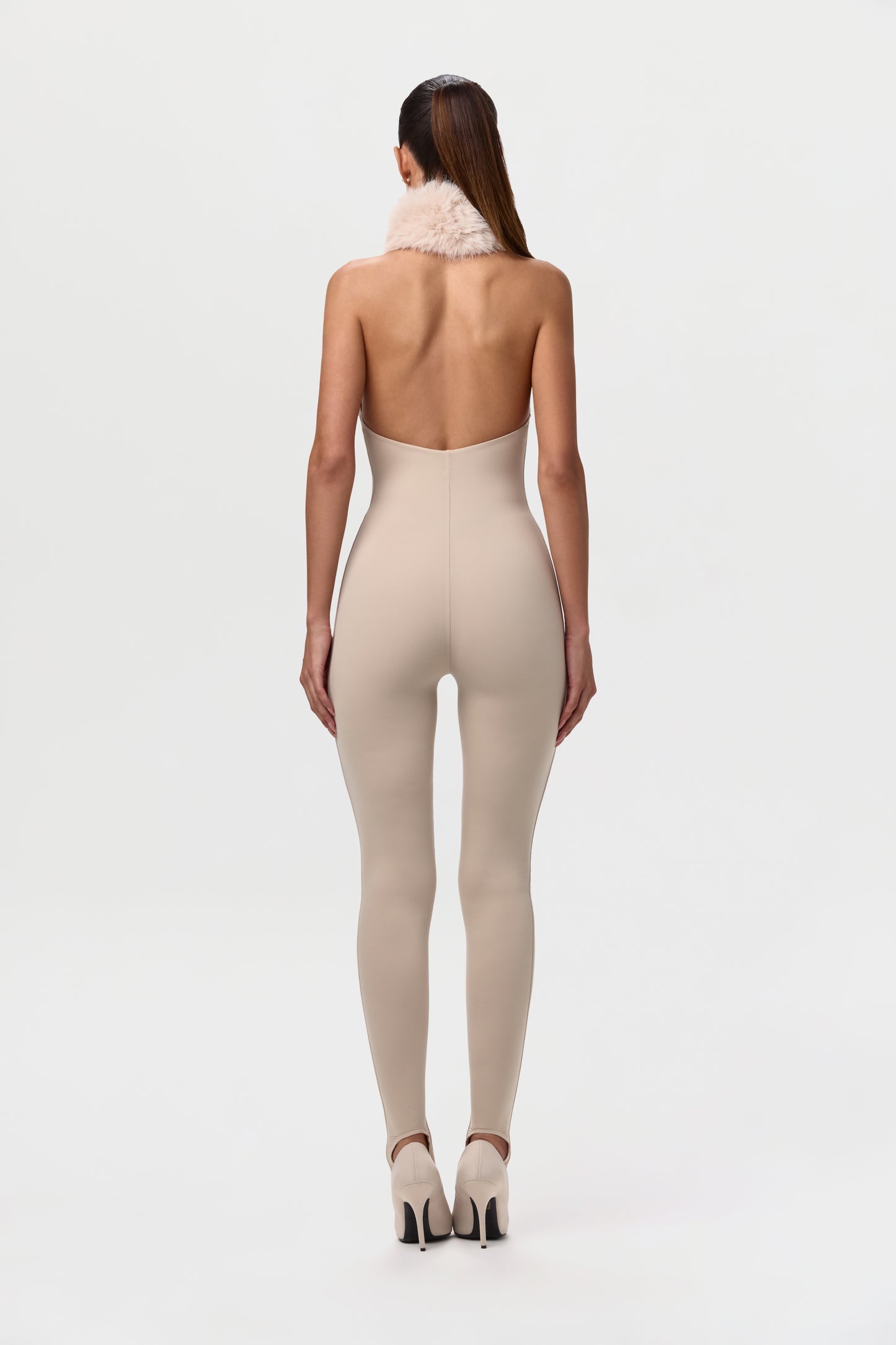 Naked Faux Fur Stirrup Jumpsuit