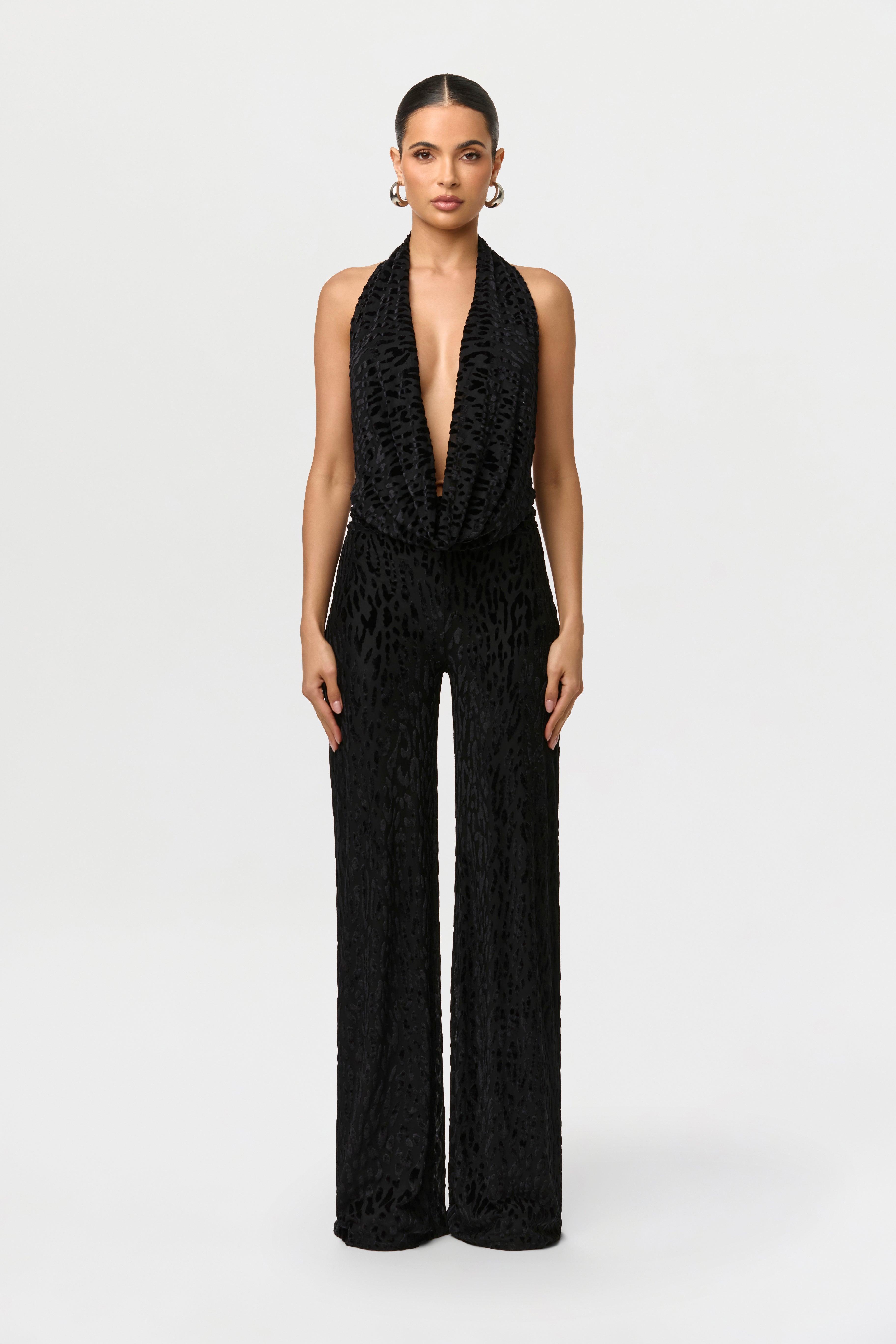 Burnout Halter Open Back Jumpsuit
