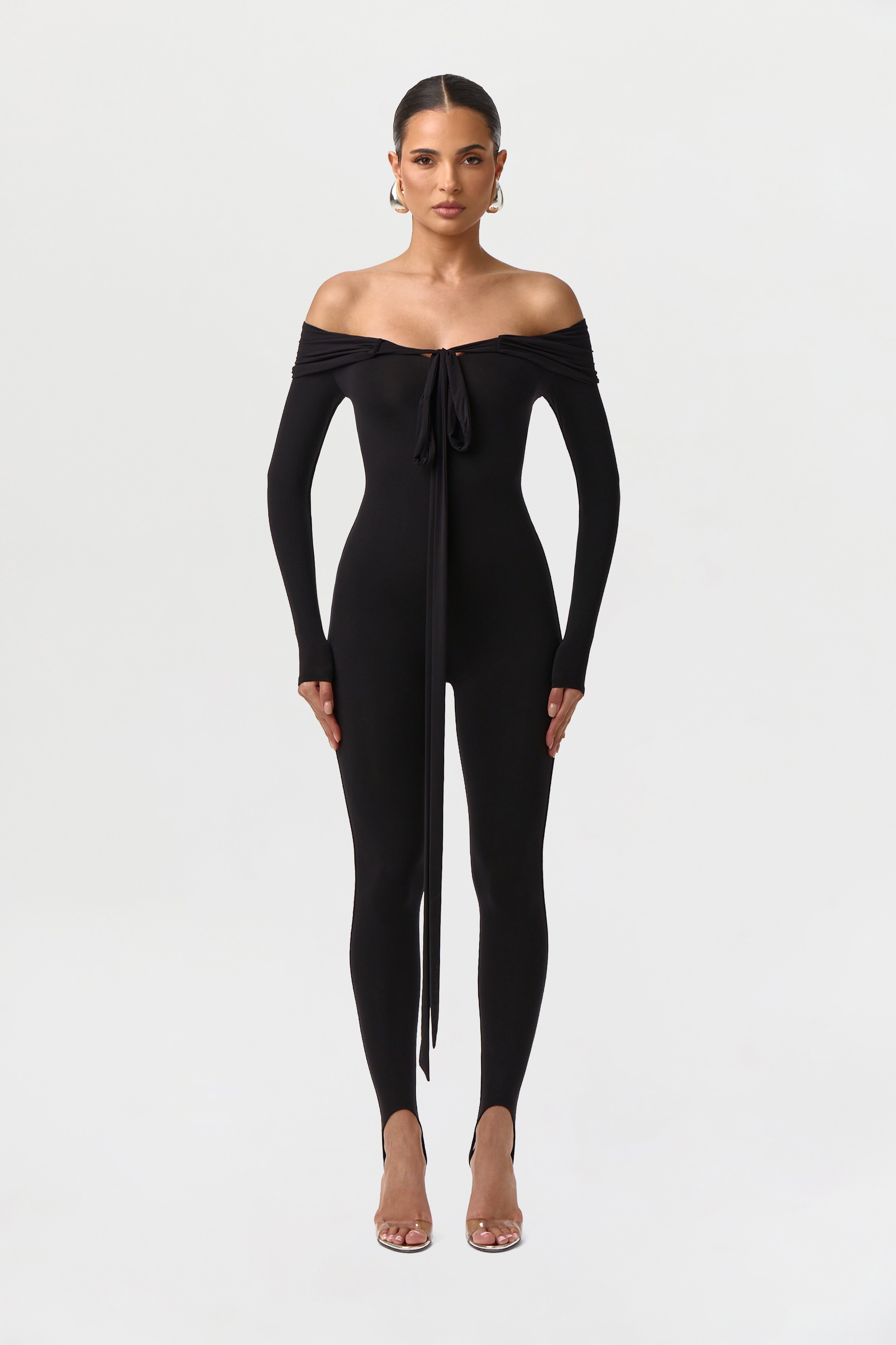 Naked Off-Shoulder Tie Jumpsuit Petite