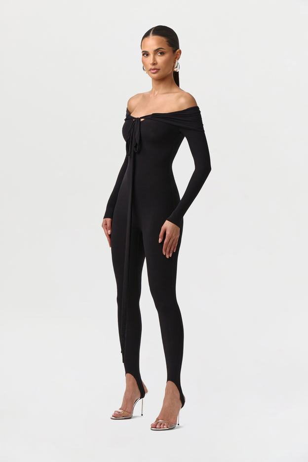Naked Off-Shoulder Tie Jumpsuit
