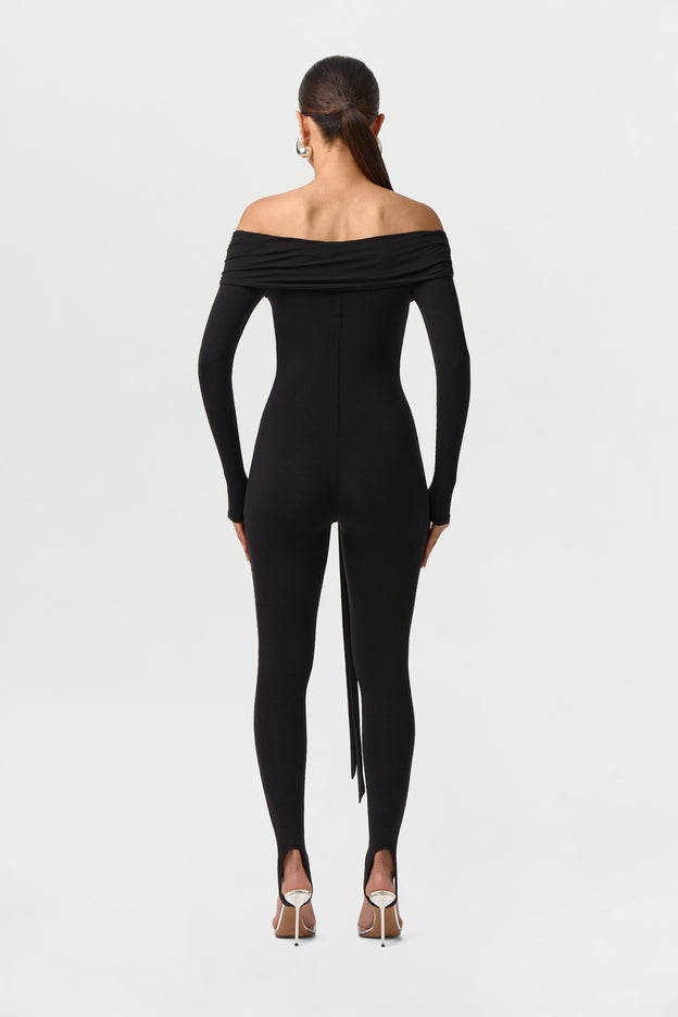 Naked Off-Shoulder Tie Jumpsuit Petite