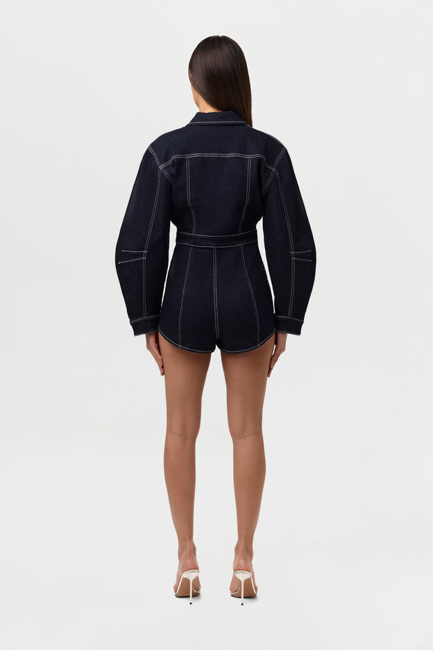 Denim  Zip Up Romper