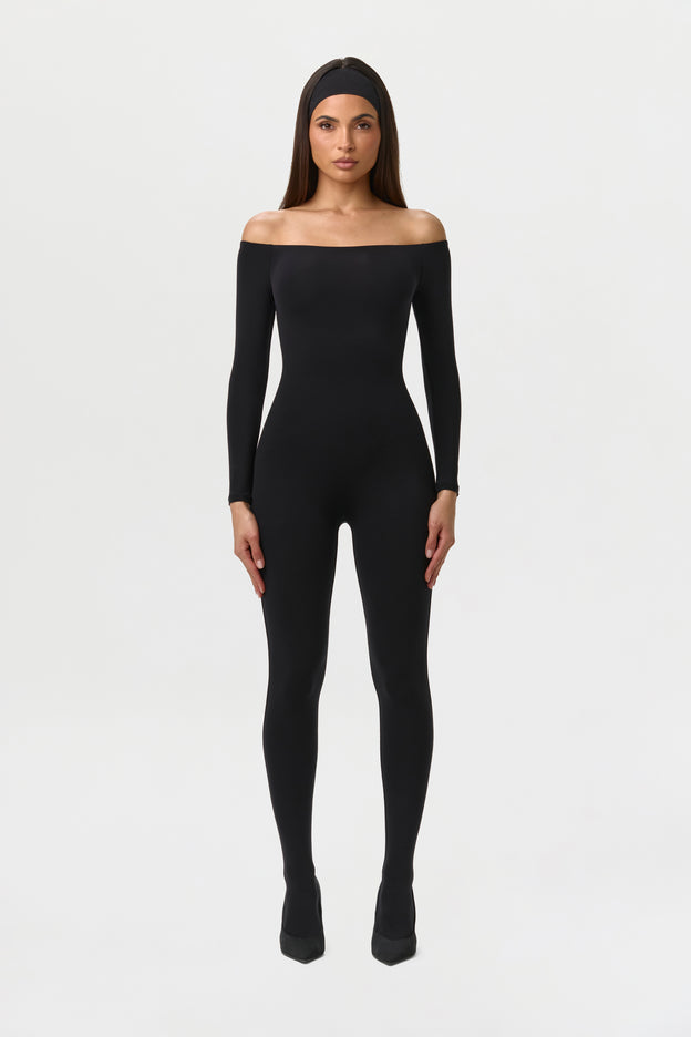 Naked Off-Shoulder Closed Toe Jumpsuit