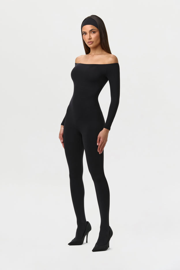 Naked Off-Shoulder Closed Toe Jumpsuit