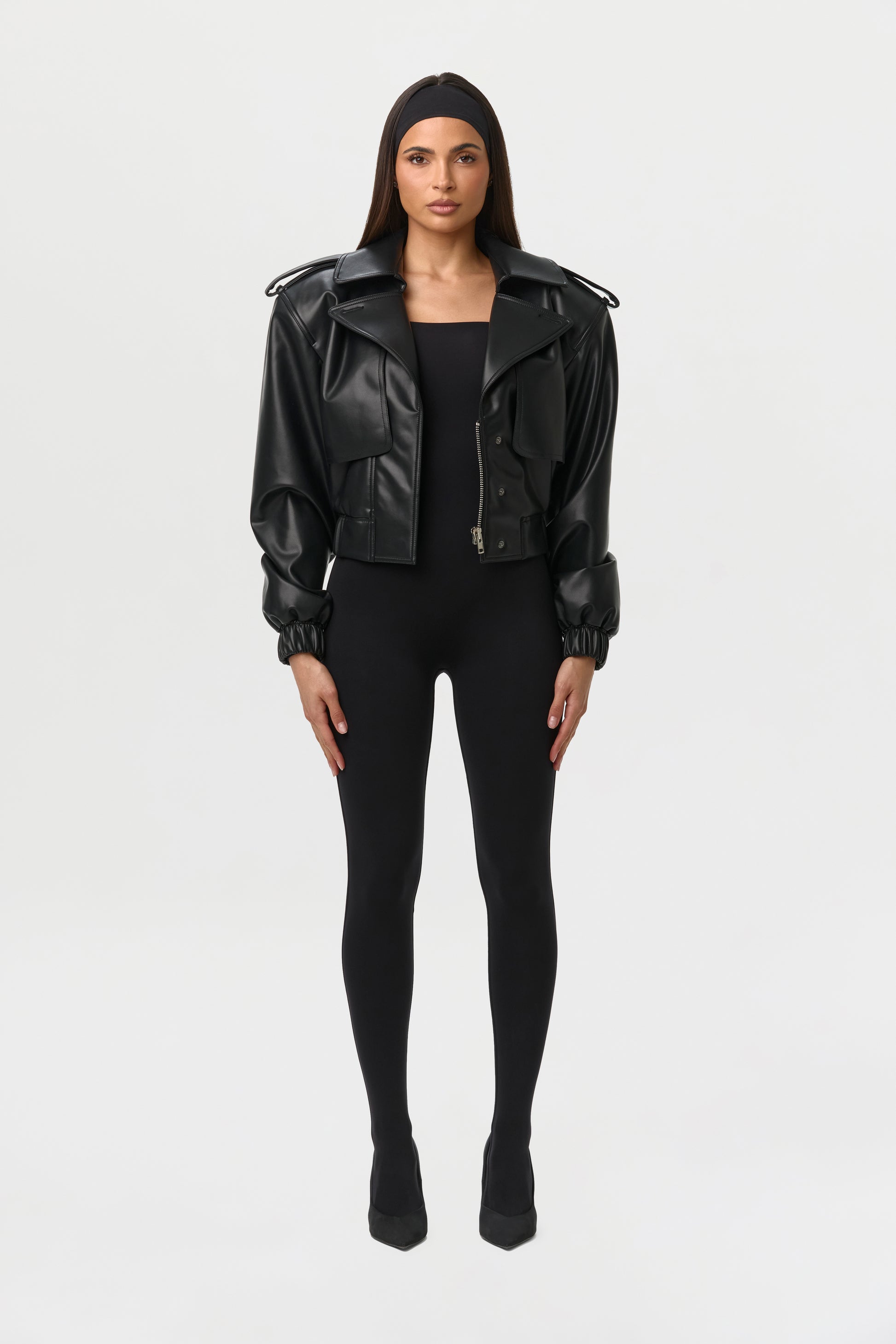 Vegan Leather Cropped Jacket