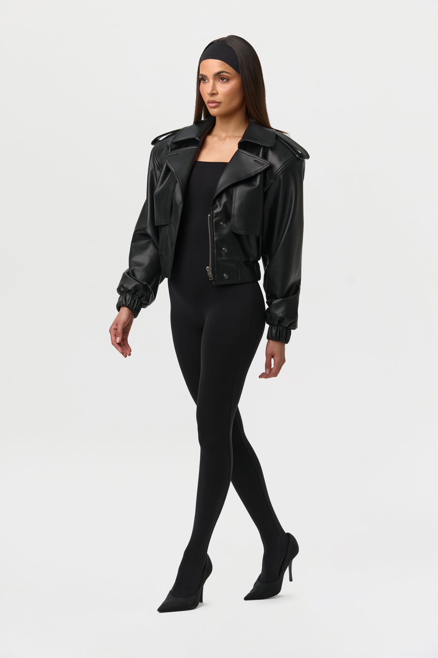 Vegan Leather Cropped Jacket