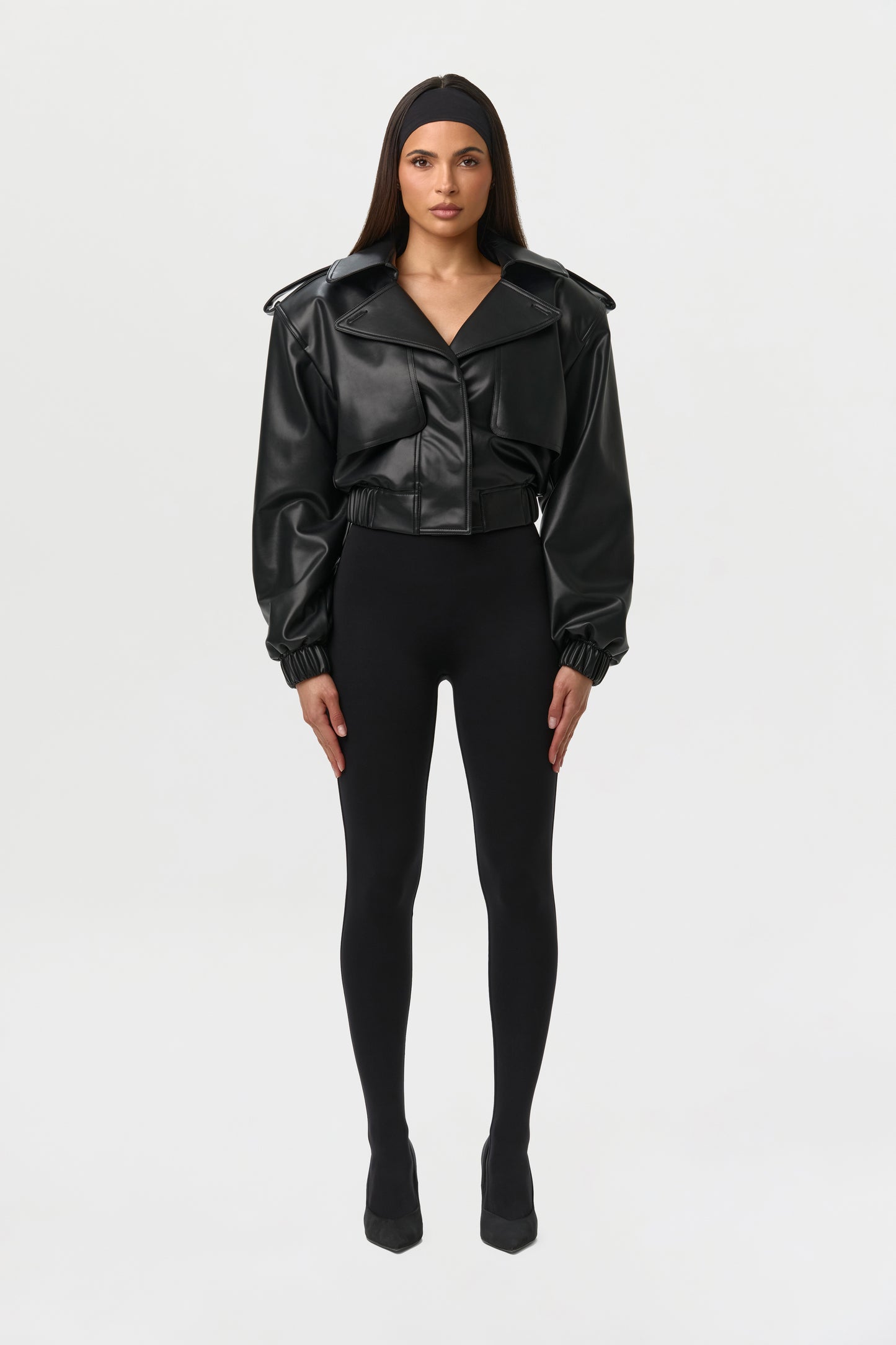 Vegan Leather Cropped Jacket
