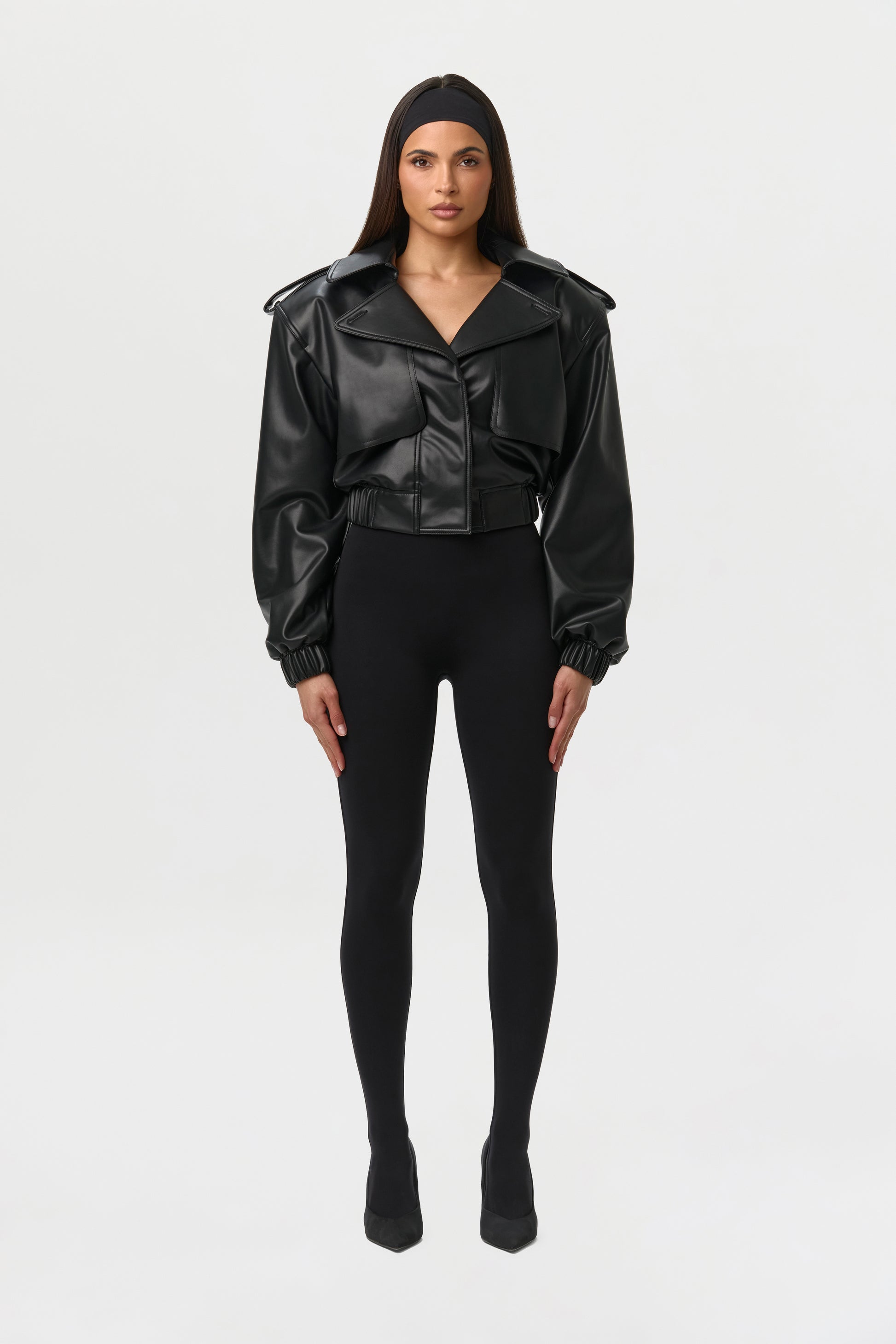 Vegan Leather Cropped Jacket