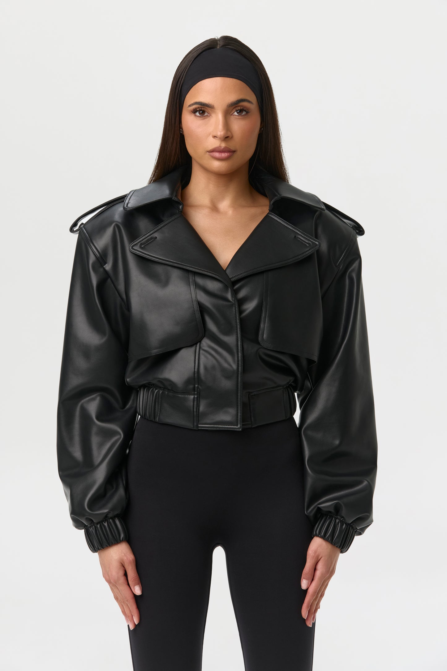 Vegan Leather Cropped Jacket