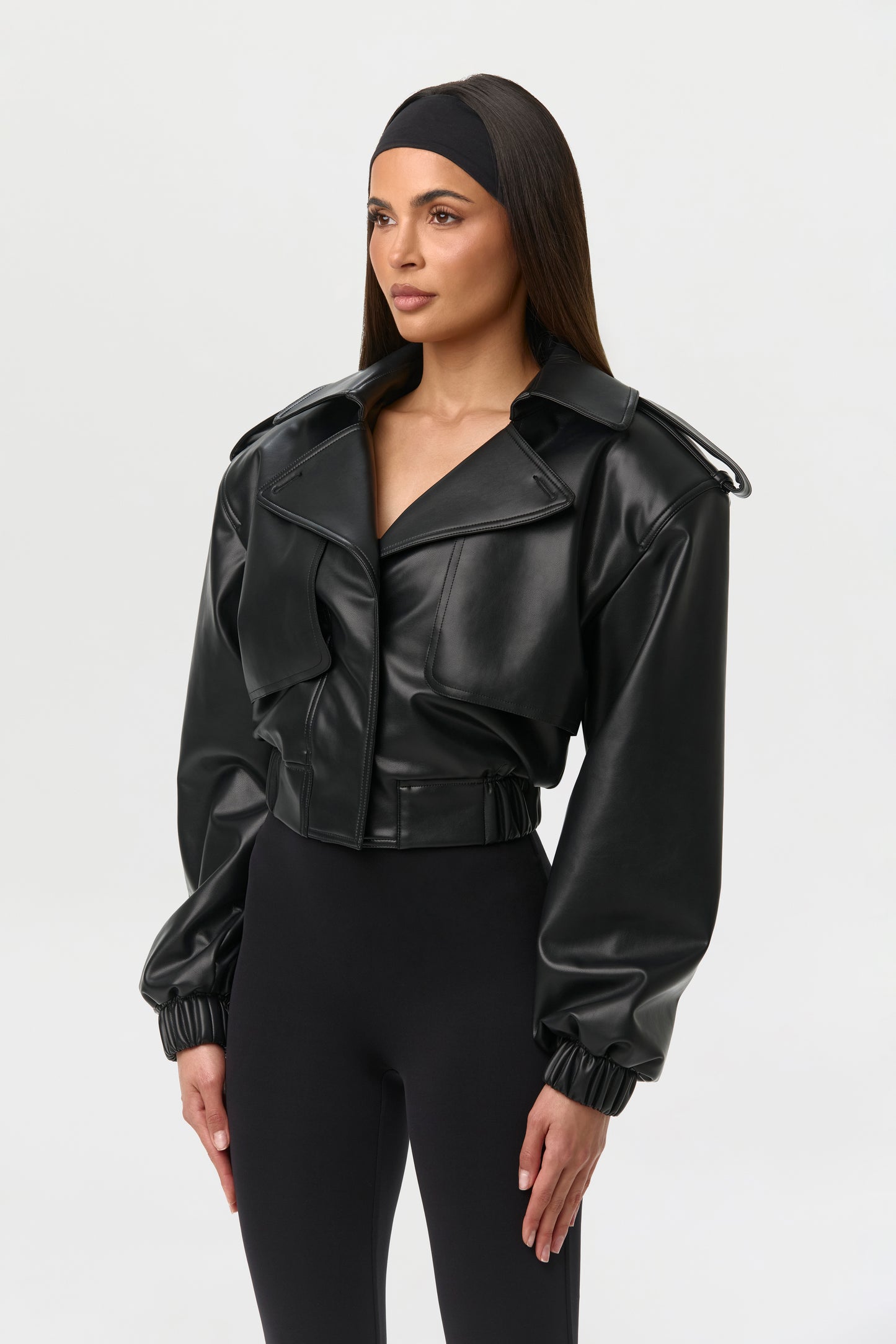 Vegan Leather Cropped Jacket