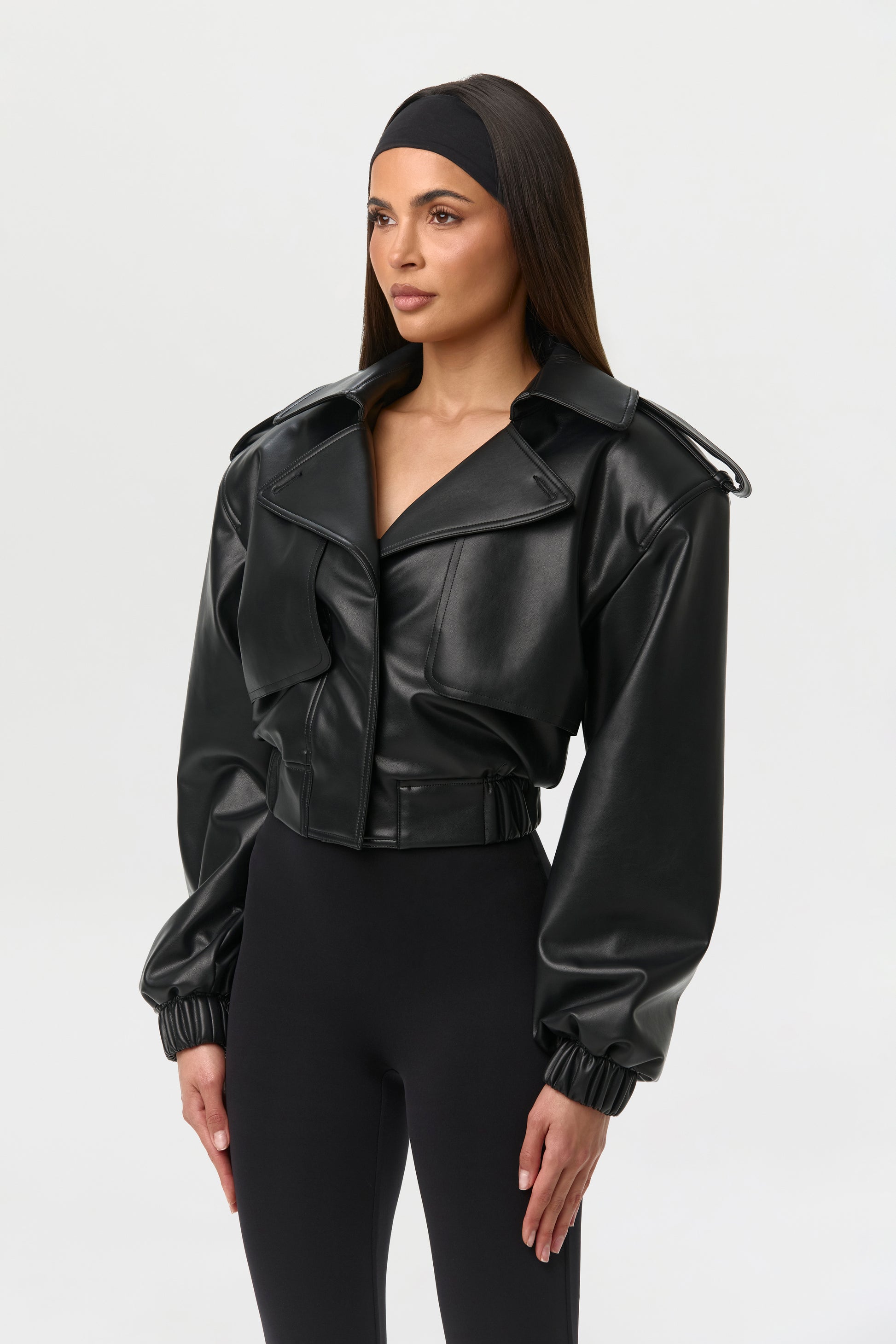 Vegan Leather Cropped Jacket