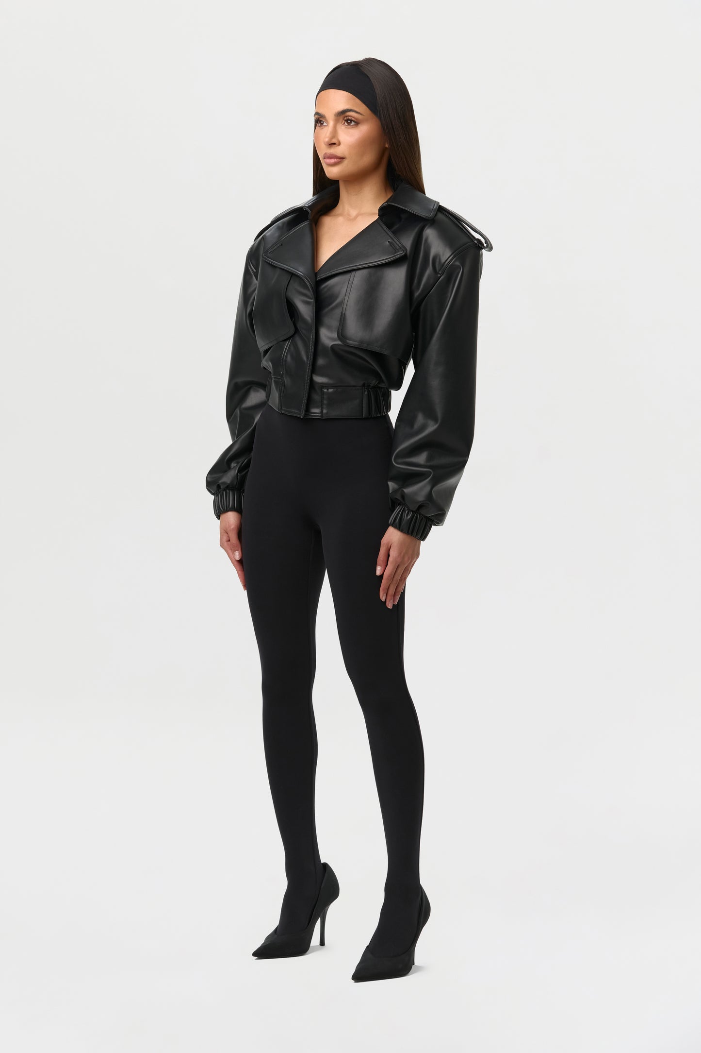Vegan Leather Cropped Jacket