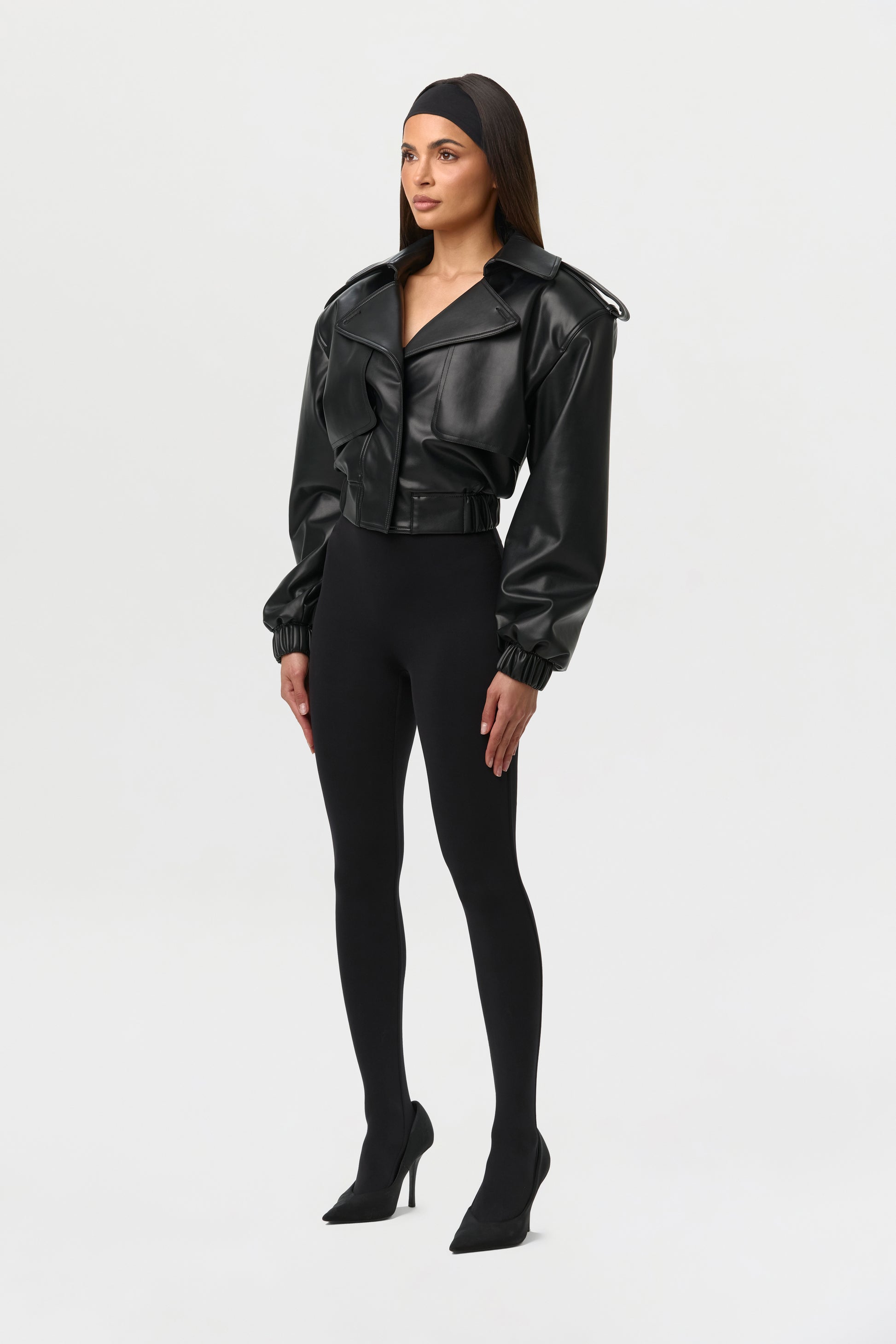 Vegan Leather Cropped Jacket