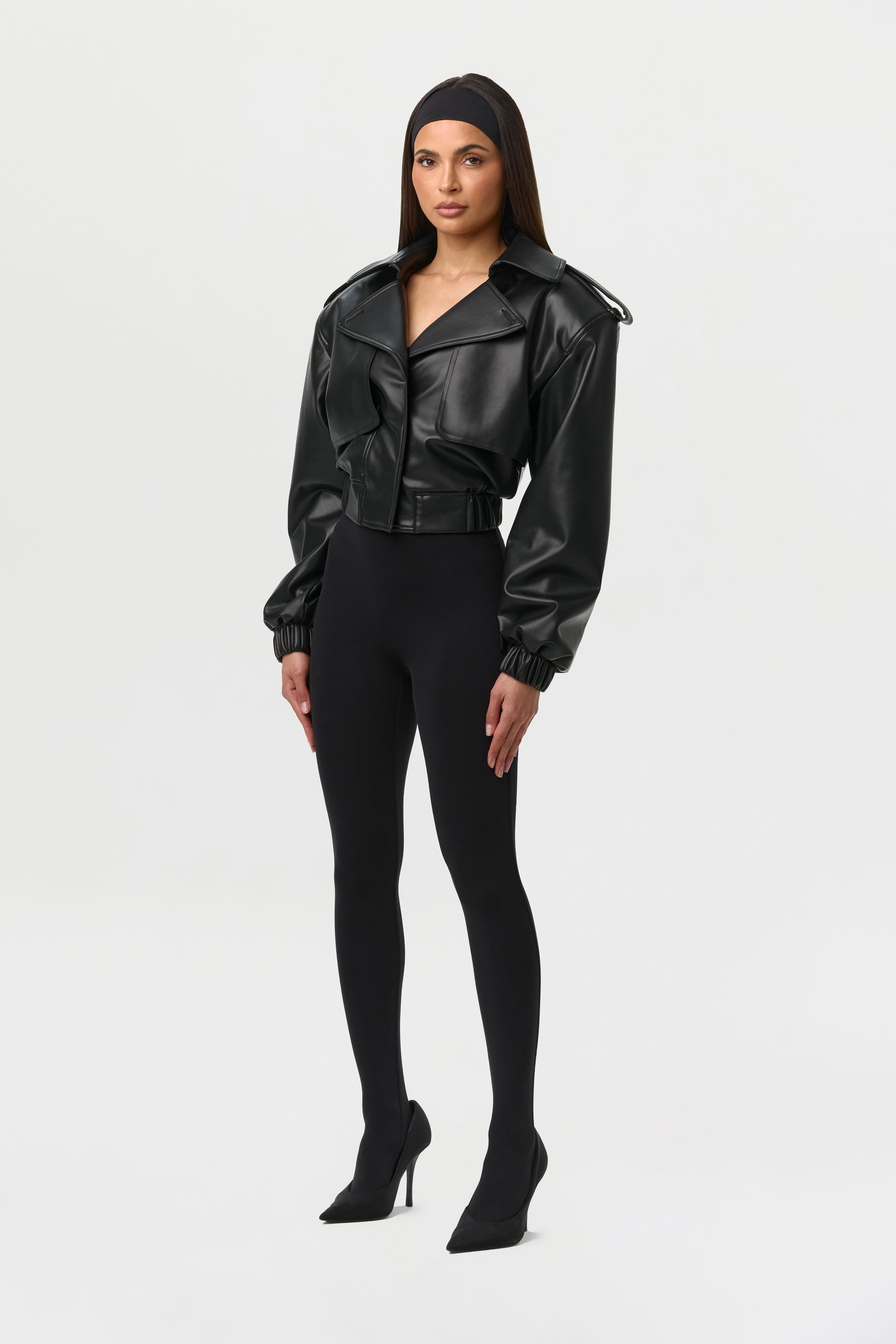 Vegan Leather Cropped Jacket