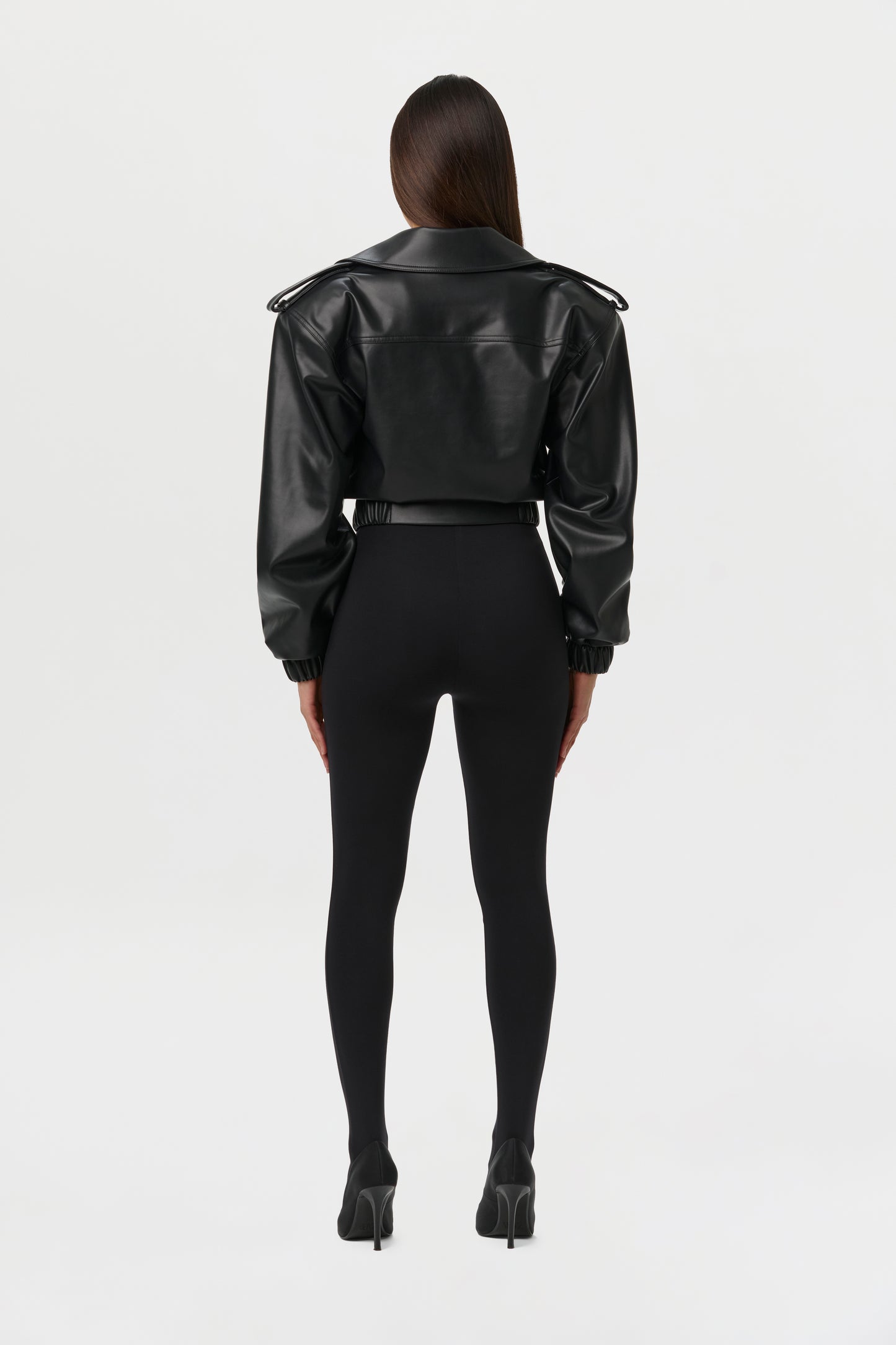 Vegan Leather Cropped Jacket