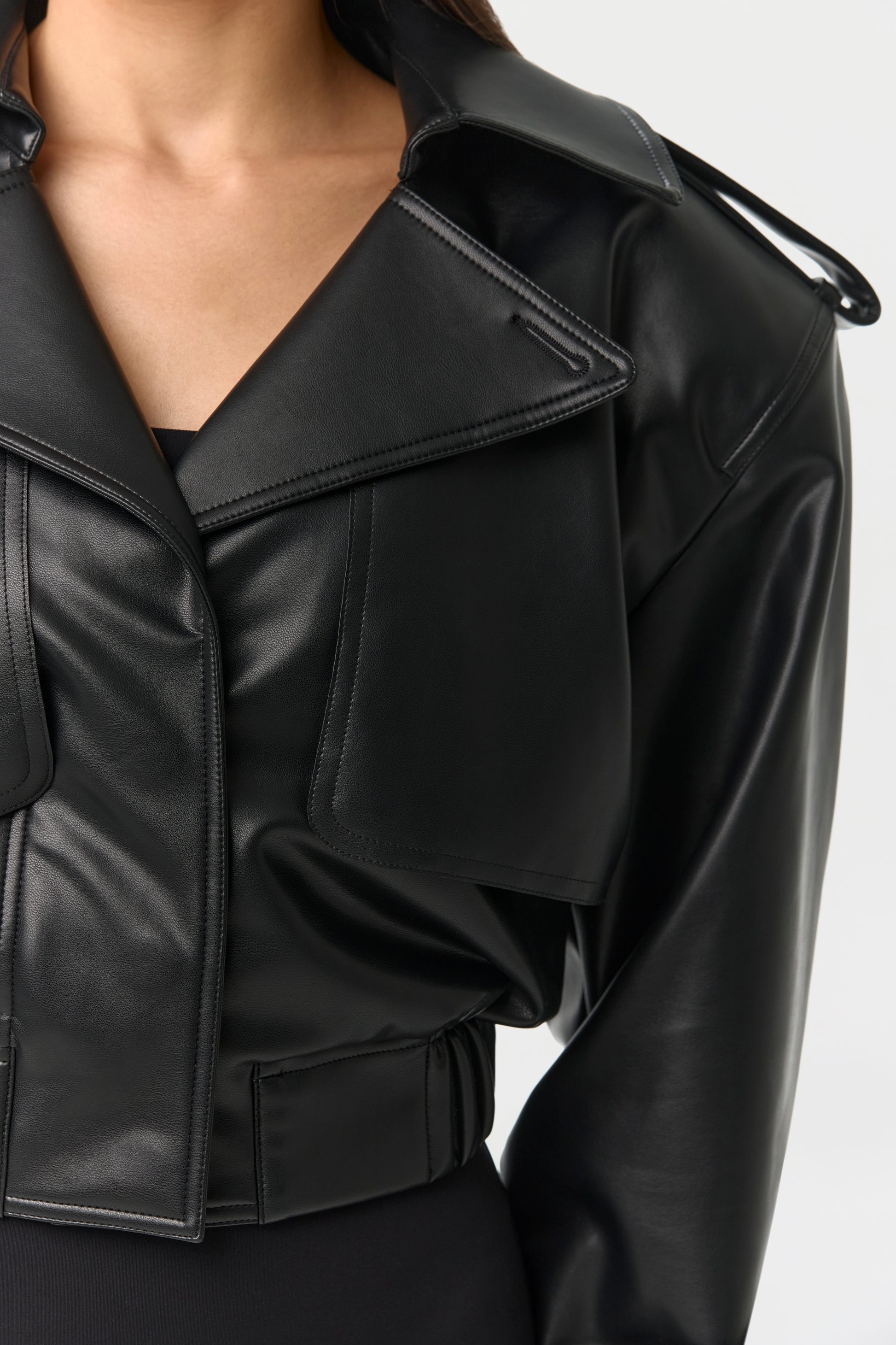 Vegan Leather Cropped Jacket