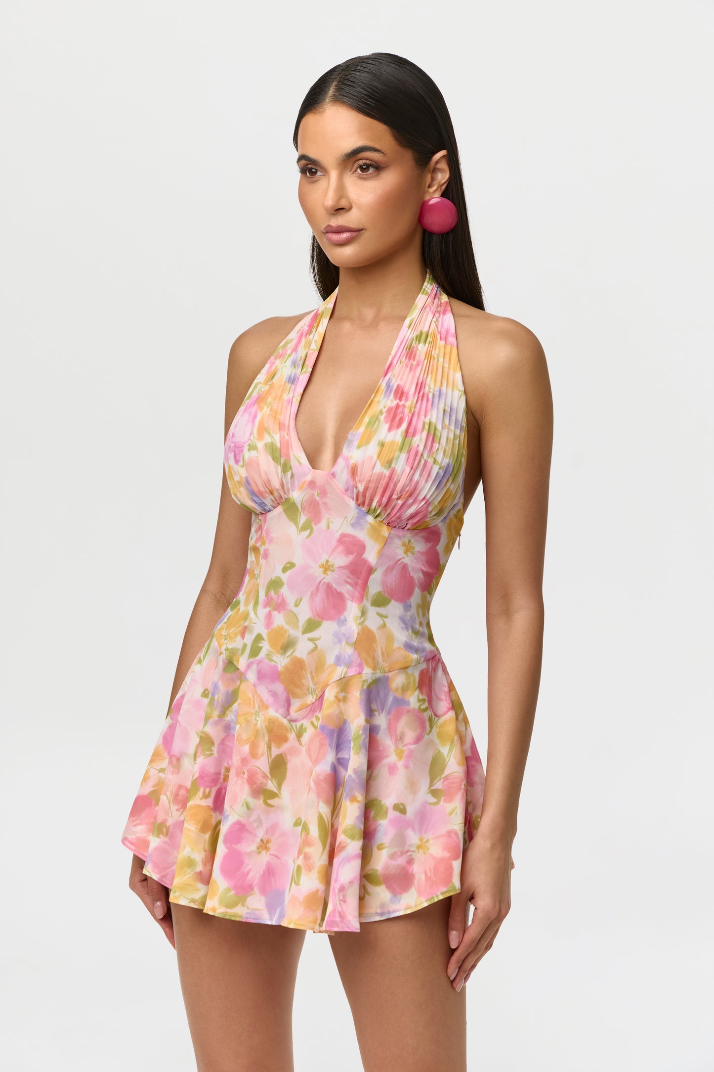 Chiffon Print Halter Romper