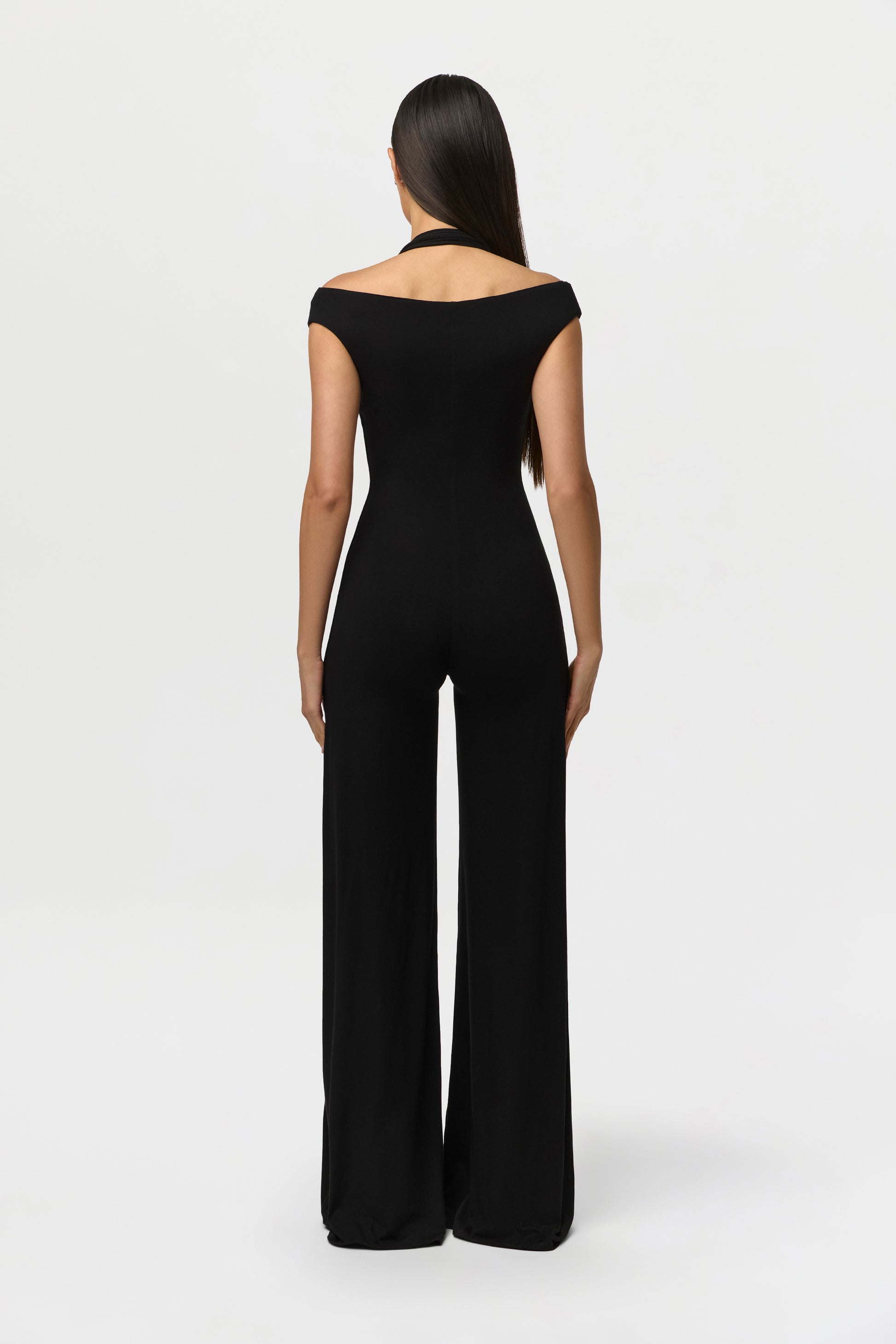 Smooth Off-Shoulder Halter Jumpsuit