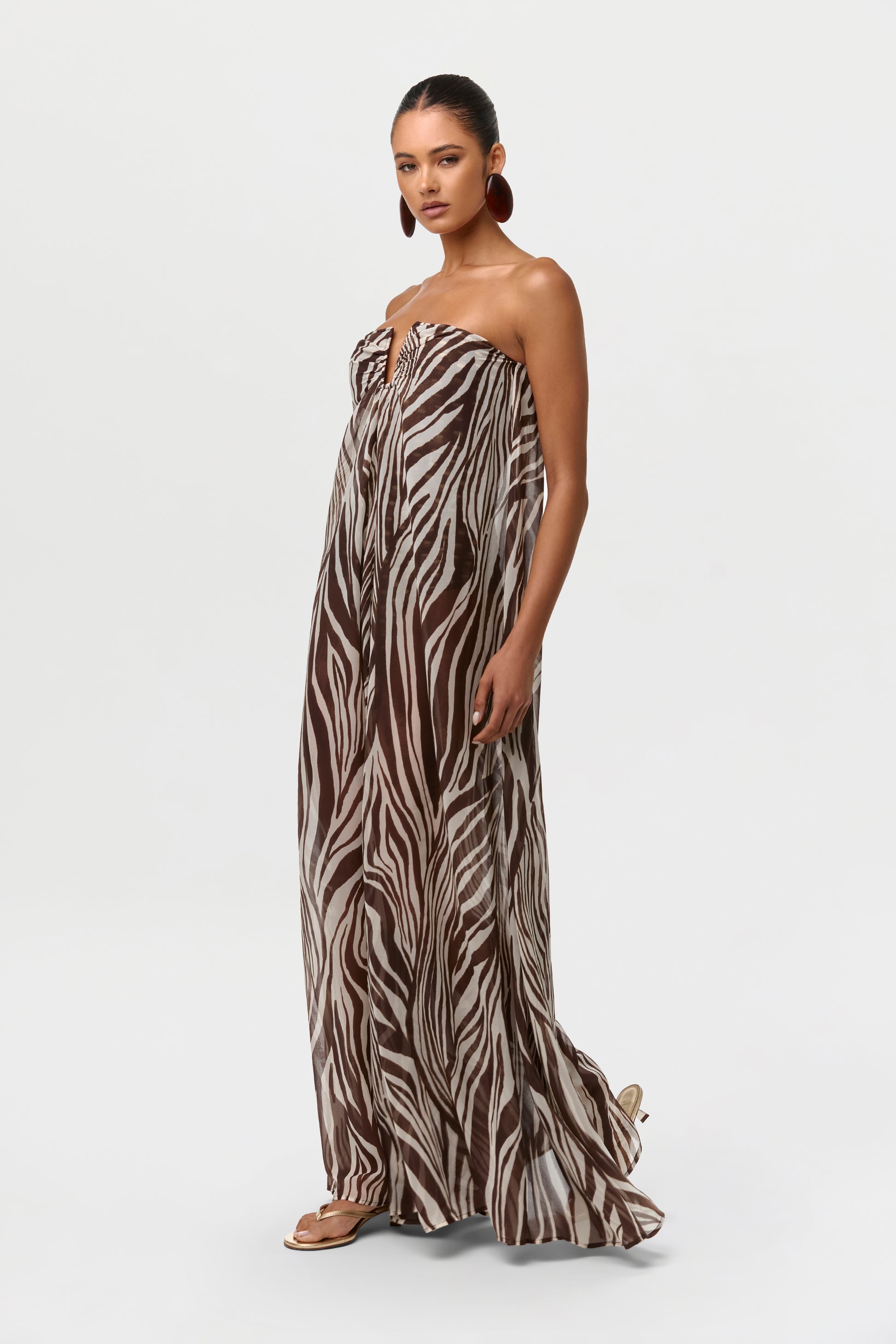 Chiffon Print Wide-Leg Jumpsuit