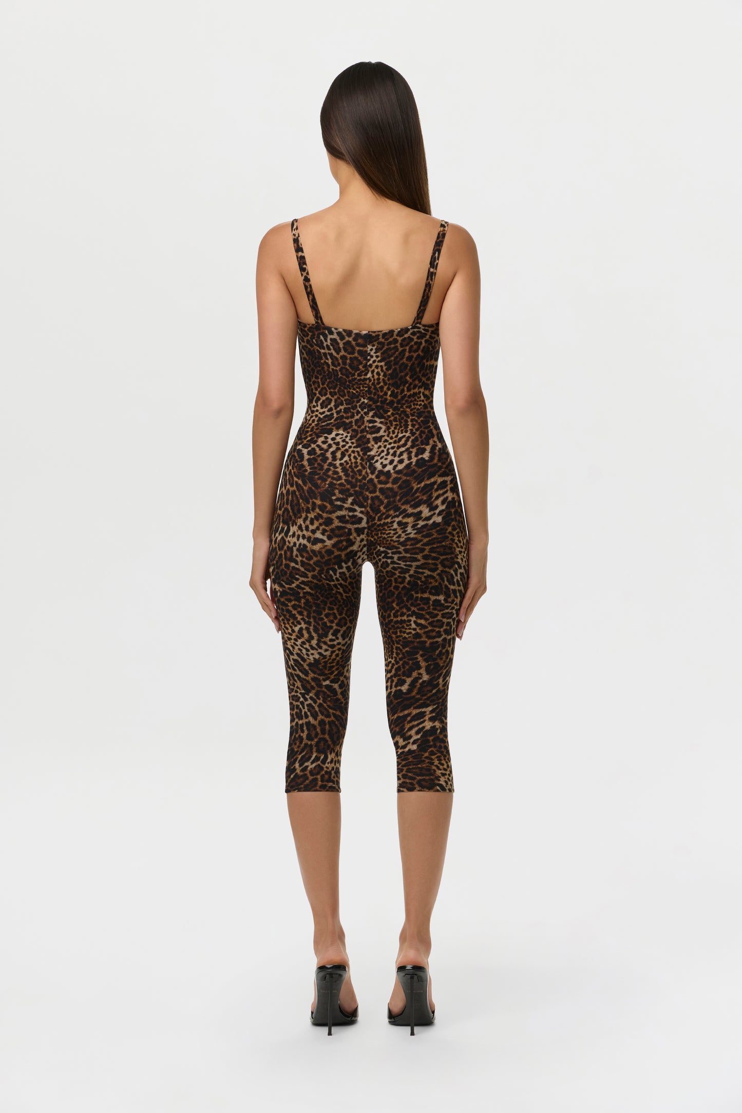 Spotted Leopard Naked Print Capri Jumpsuit