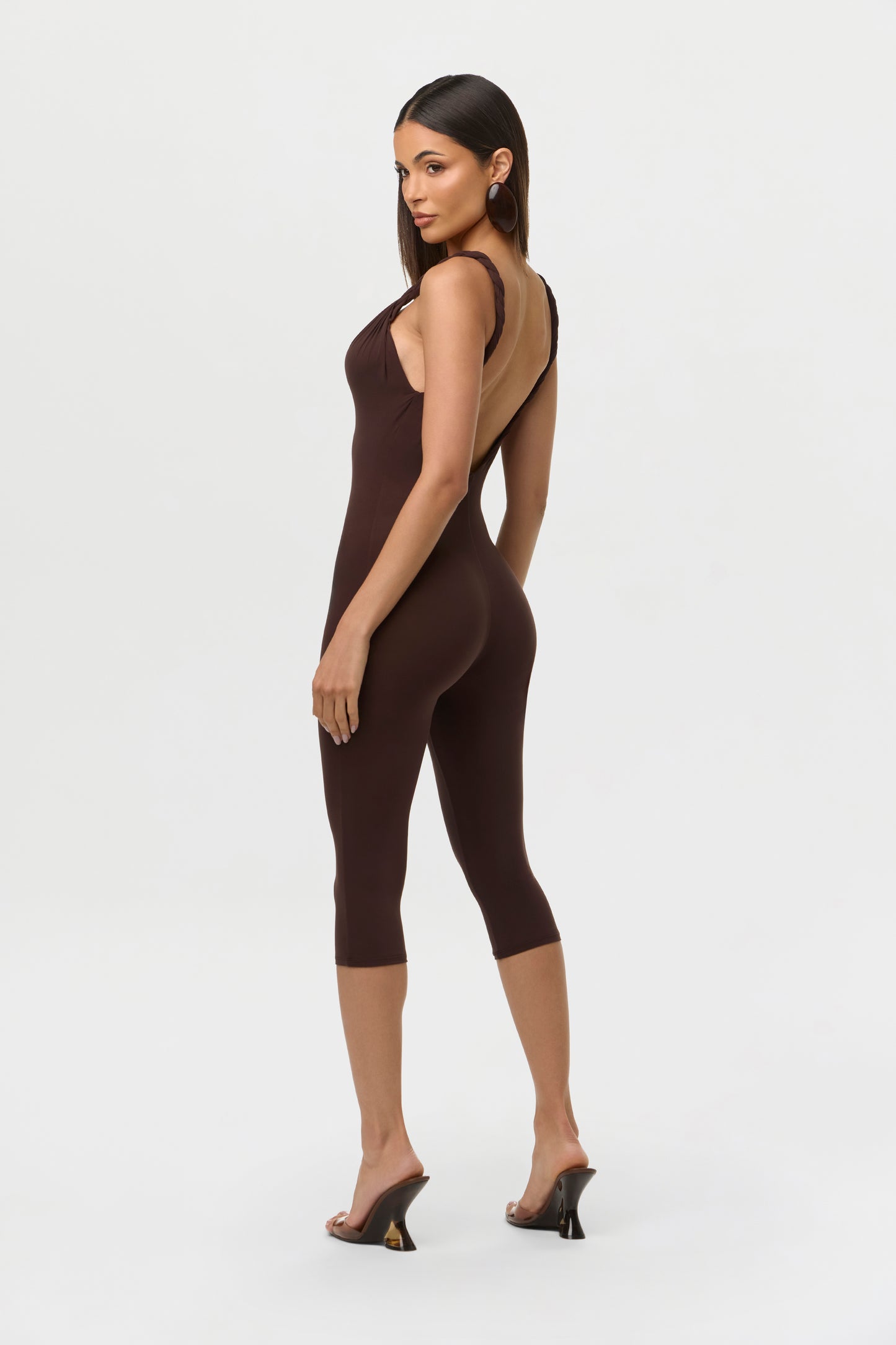 Dark Chocolate Naked Twist Capri Jumpsuit