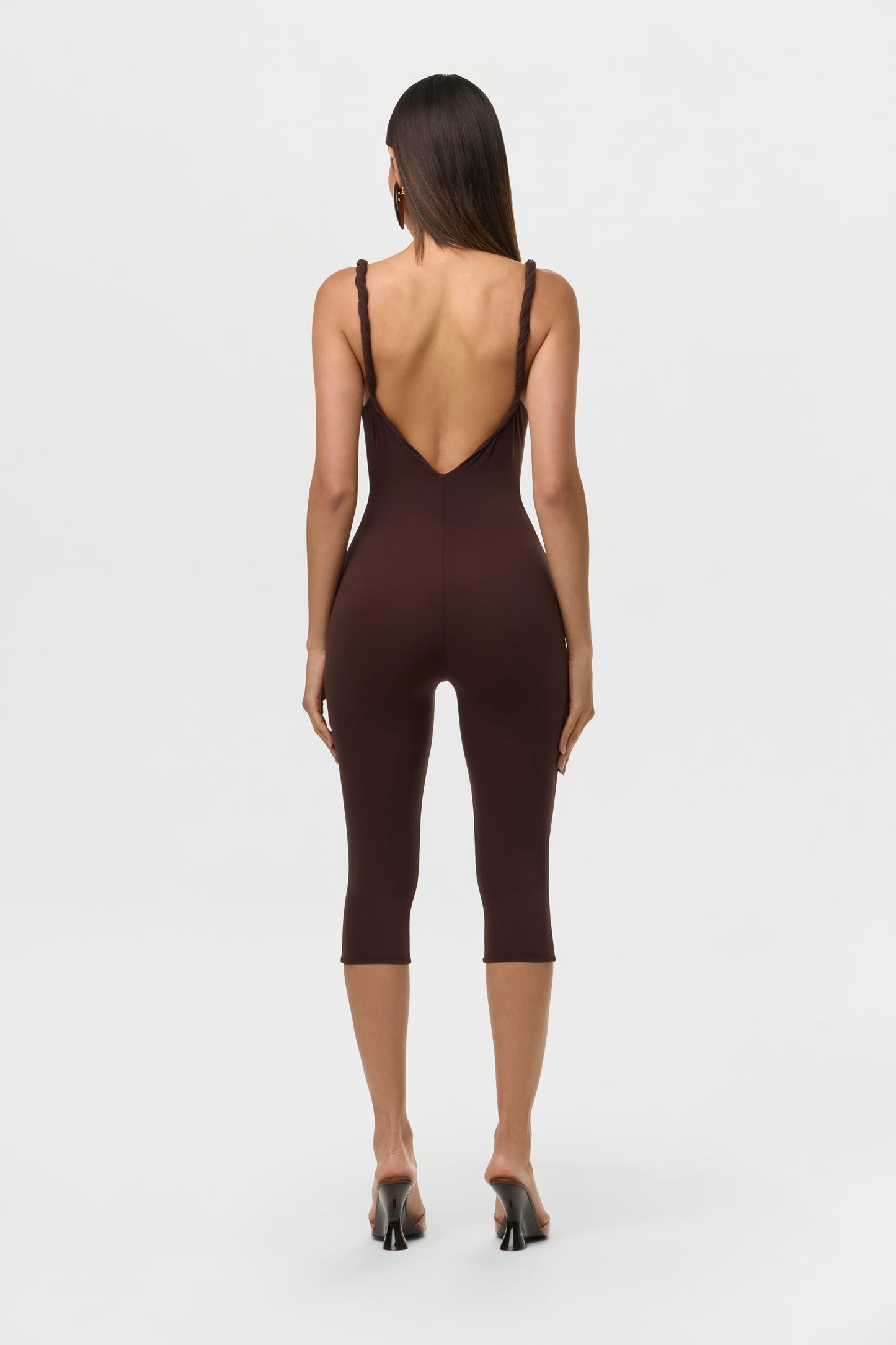Dark Chocolate Naked Twist Capri Jumpsuit