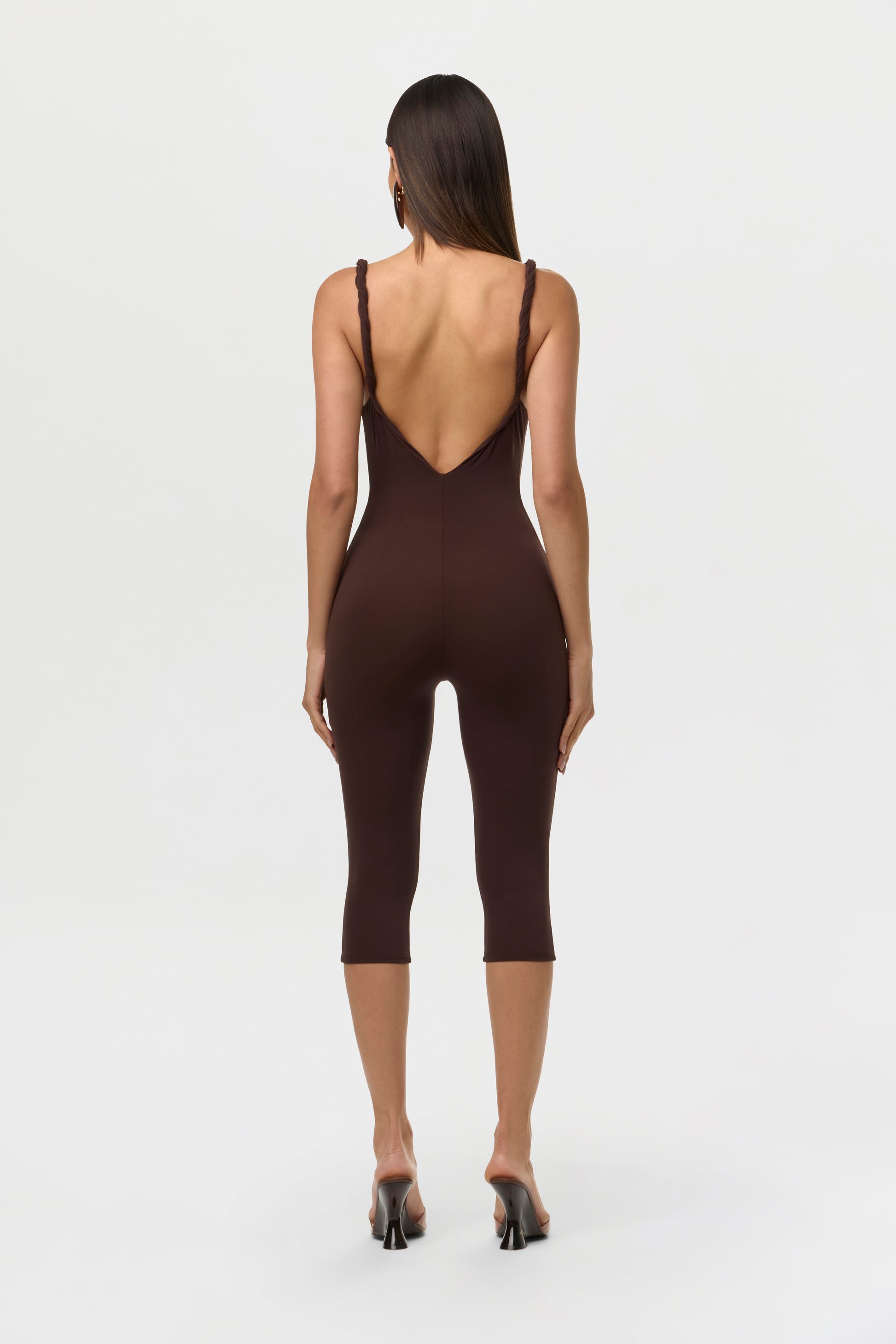 Dark Chocolate Naked Twist Capri Jumpsuit