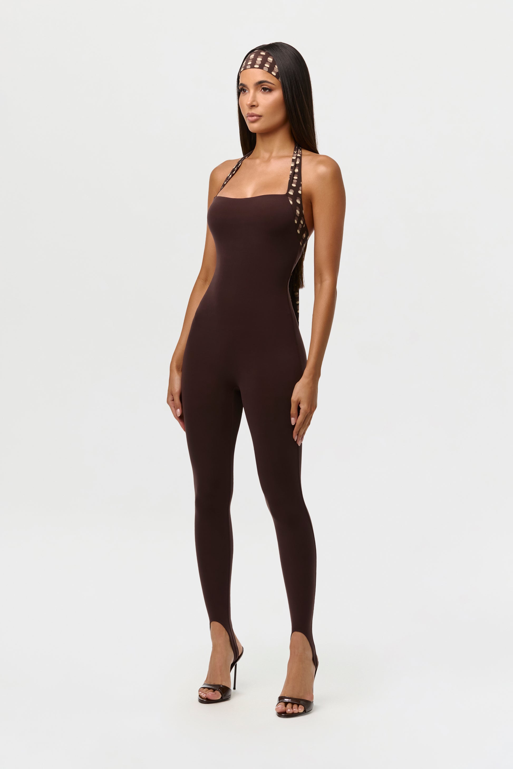 Naked Halter Print Stirrup Jumpsuit Petite