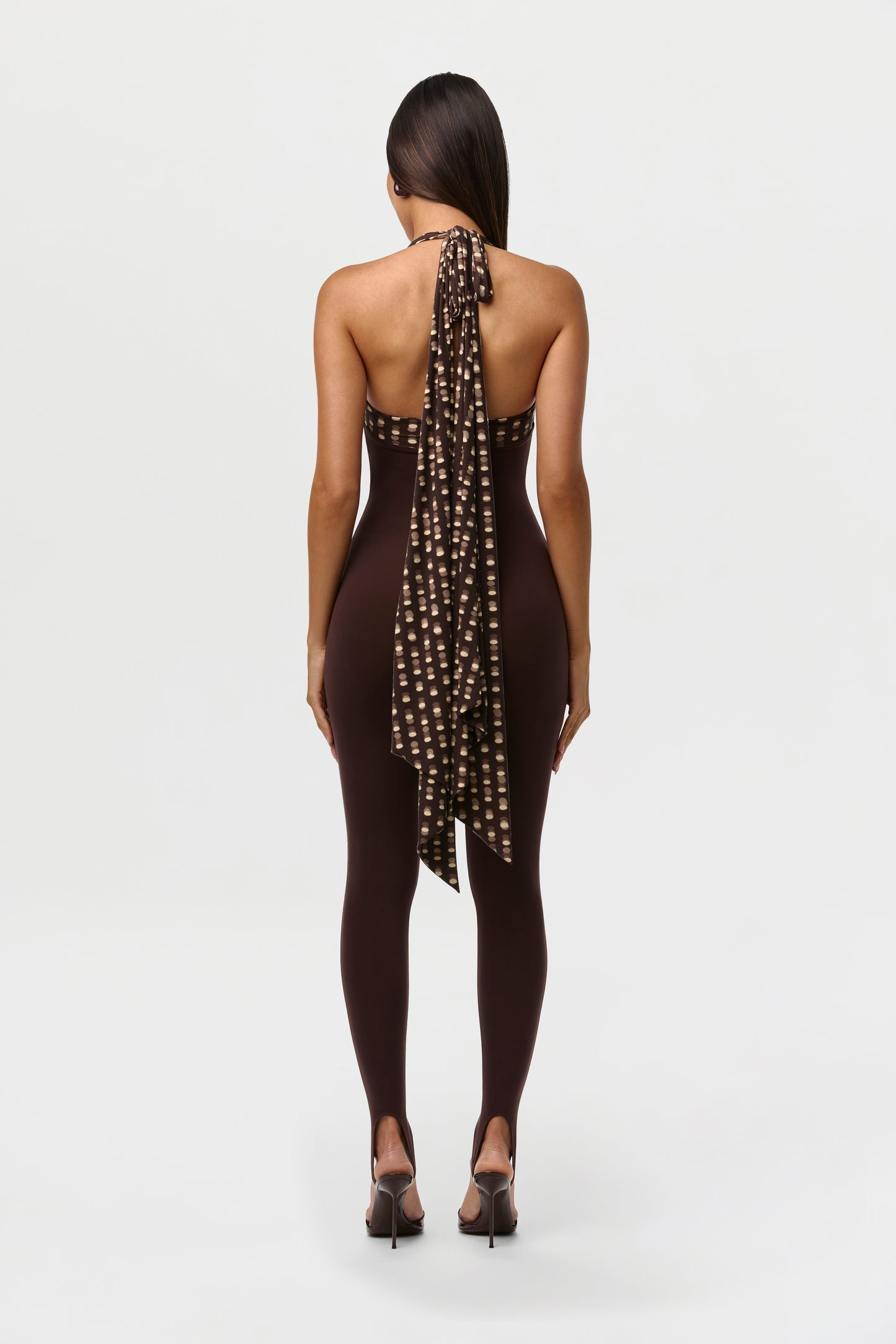 Naked Halter Print Stirrup Jumpsuit