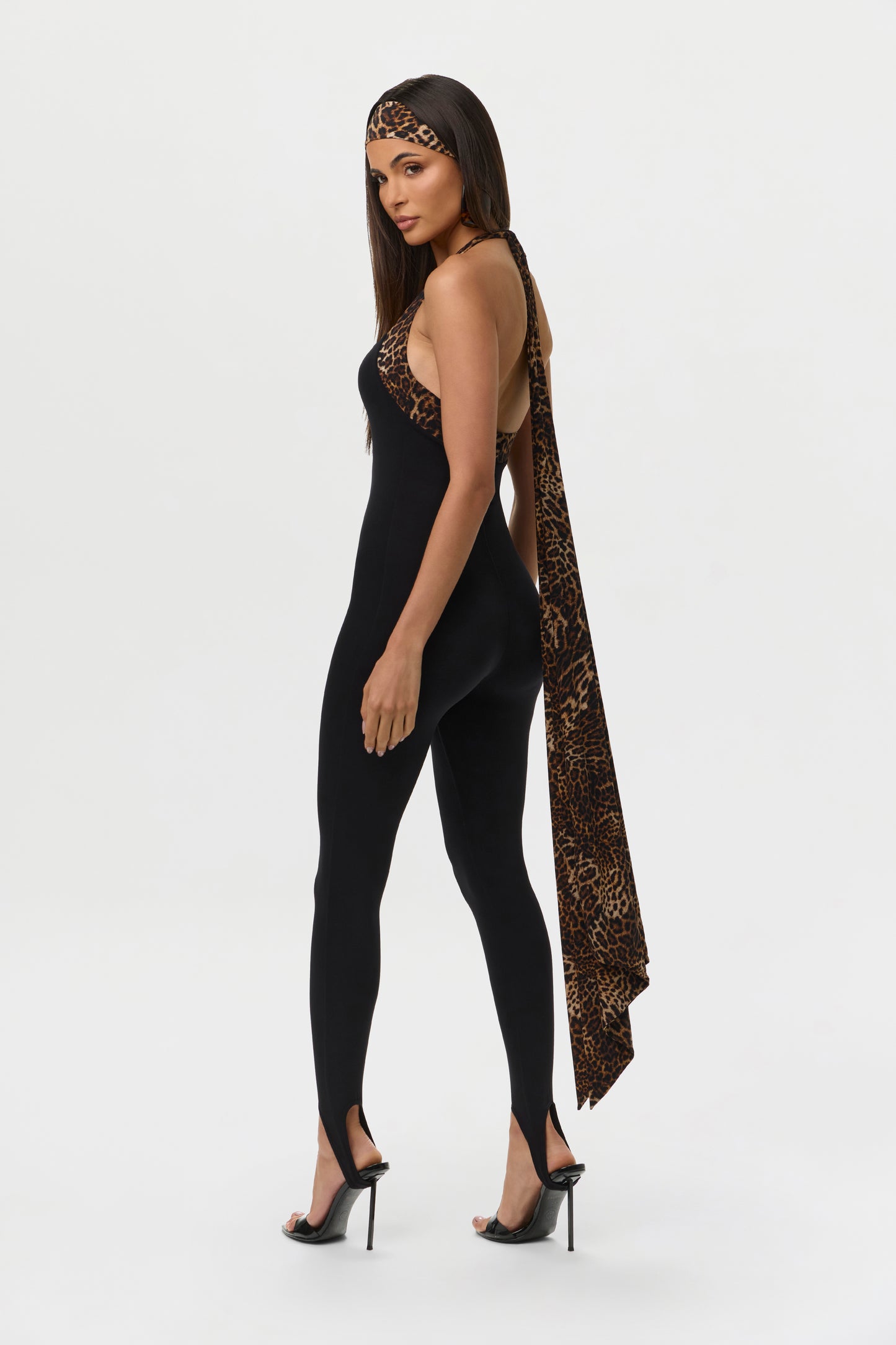 Naked Halter Print Stirrup Jumpsuit Petite