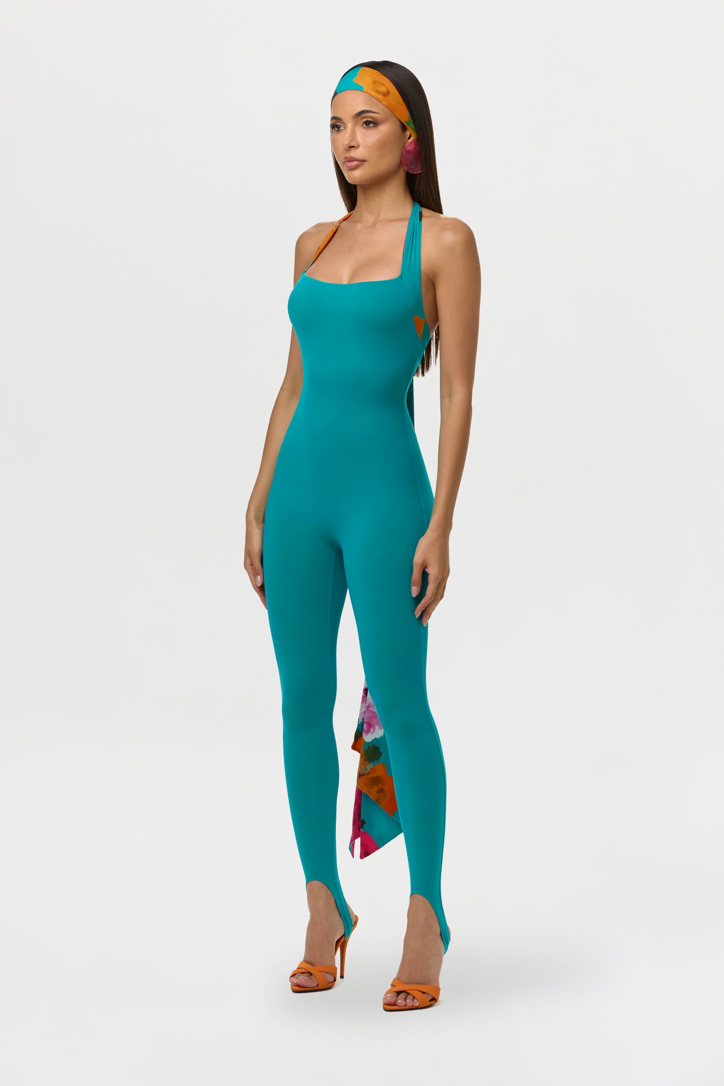 Naked Halter Print Stirrup Jumpsuit Petite