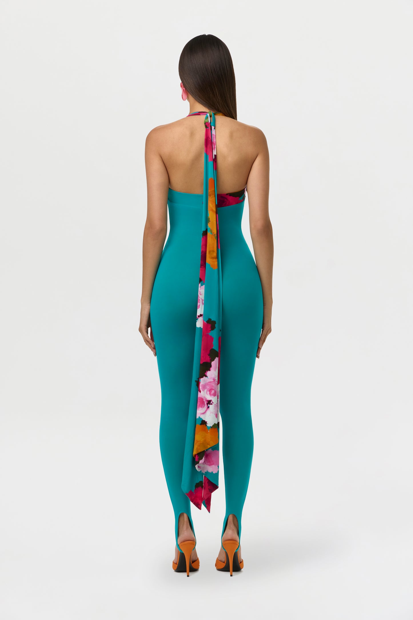 Naked Halter Print Stirrup Jumpsuit