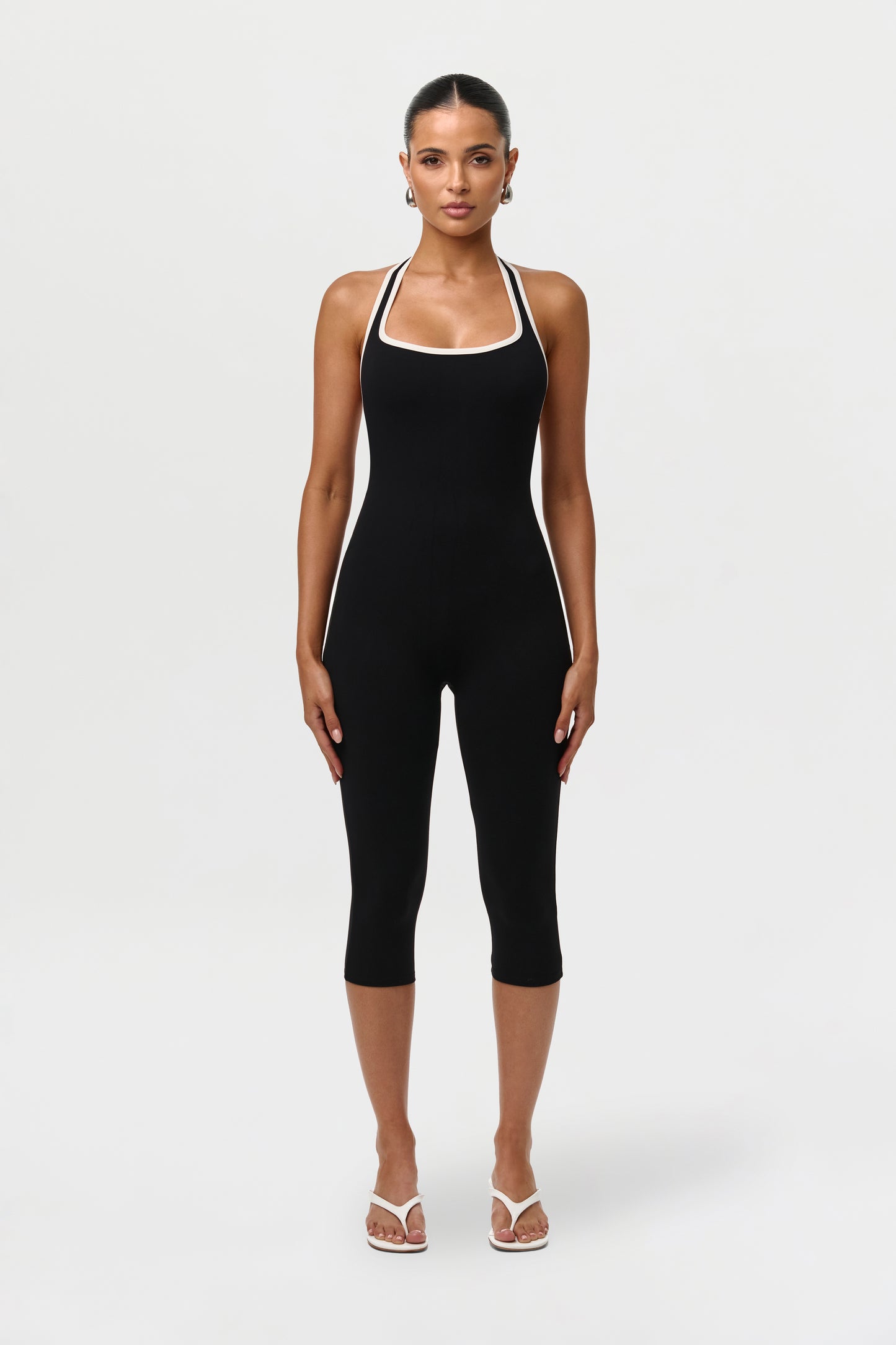 Black Sporty Naked Capri Jumpsuit