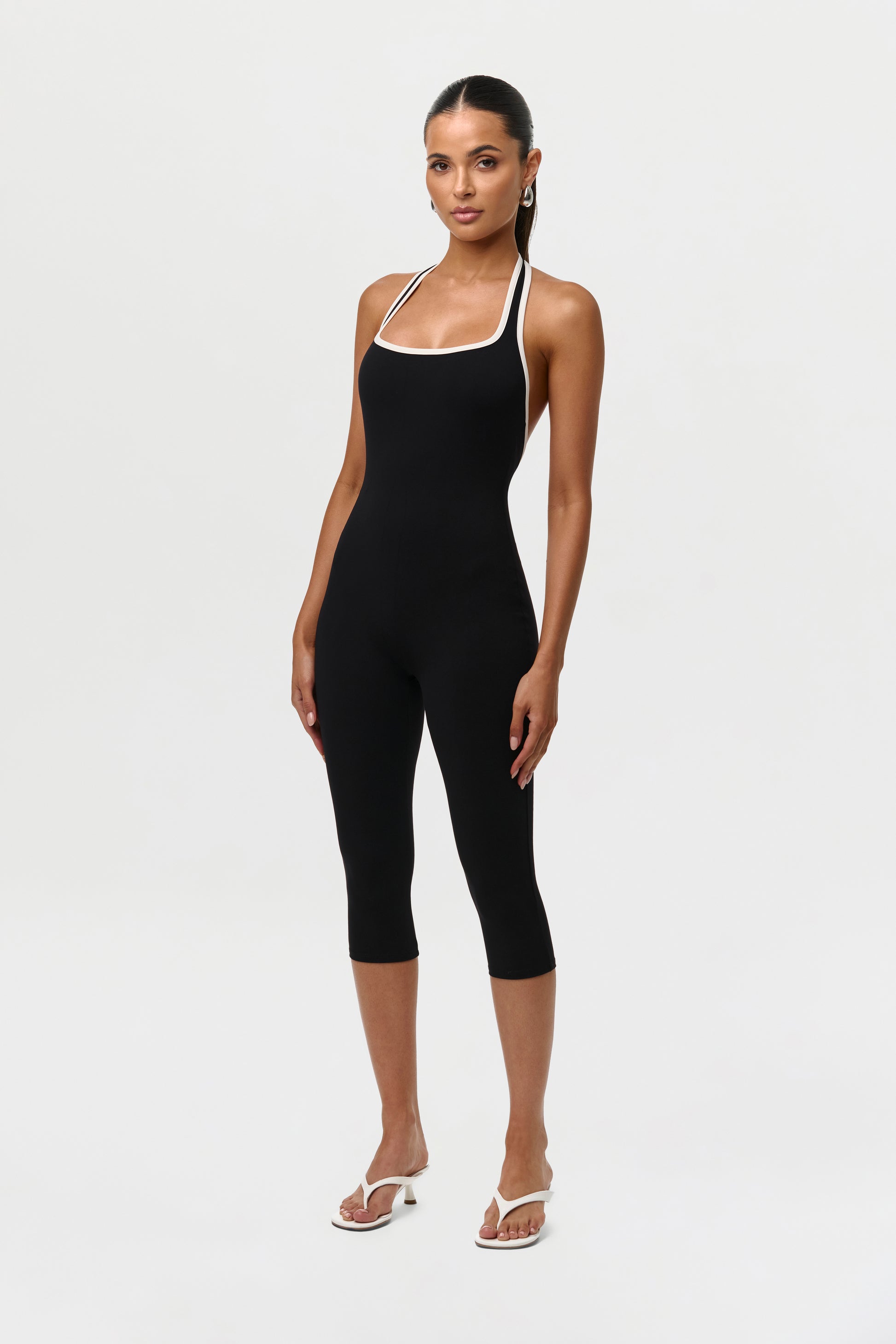 Black Sporty Naked Capri Jumpsuit