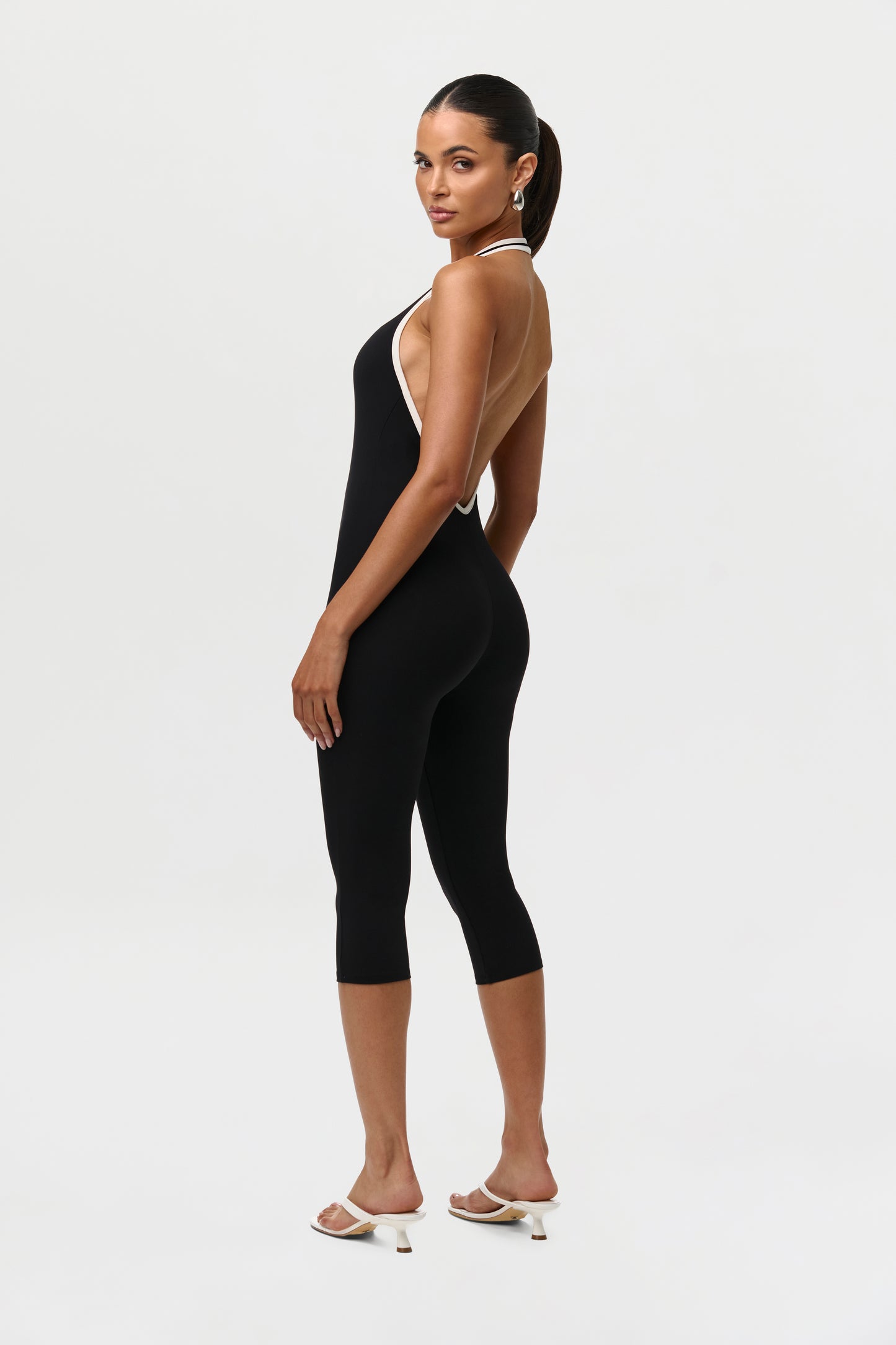 Black Sporty Naked Capri Jumpsuit