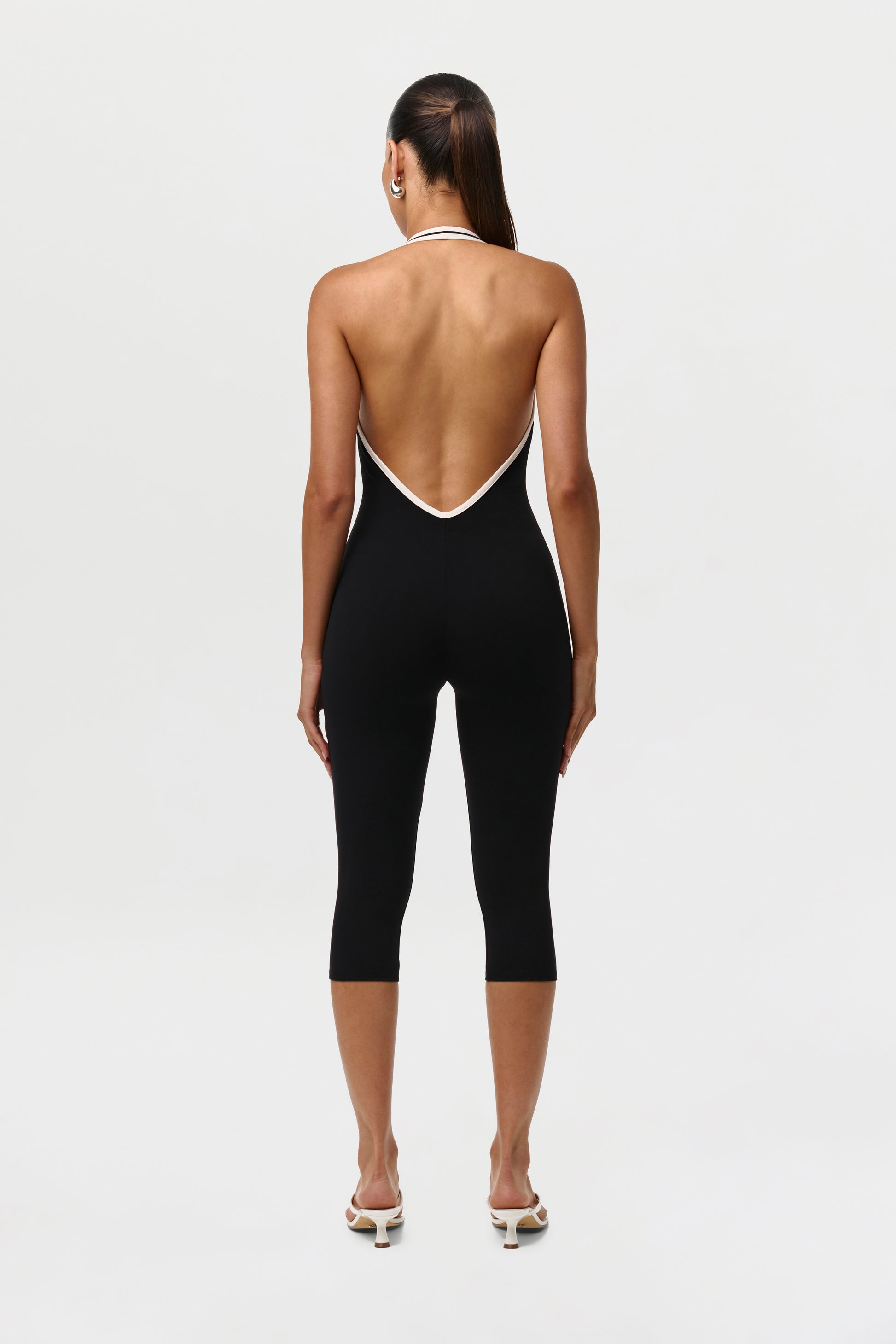 Black Sporty Naked Capri Jumpsuit