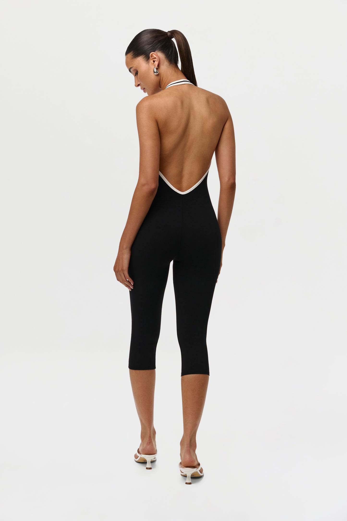 Black Sporty Naked Capri Jumpsuit