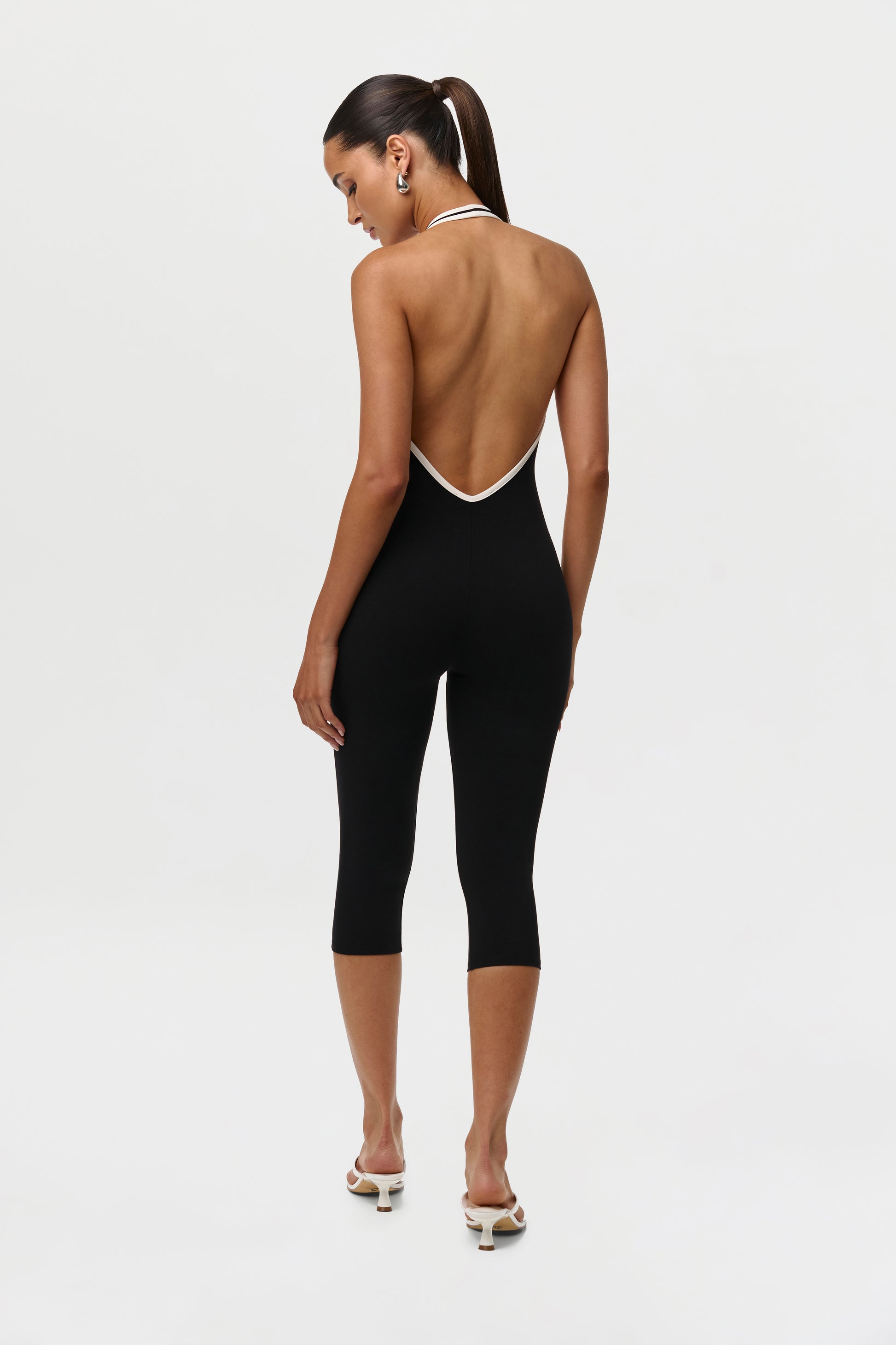 Black Sporty Naked Capri Jumpsuit