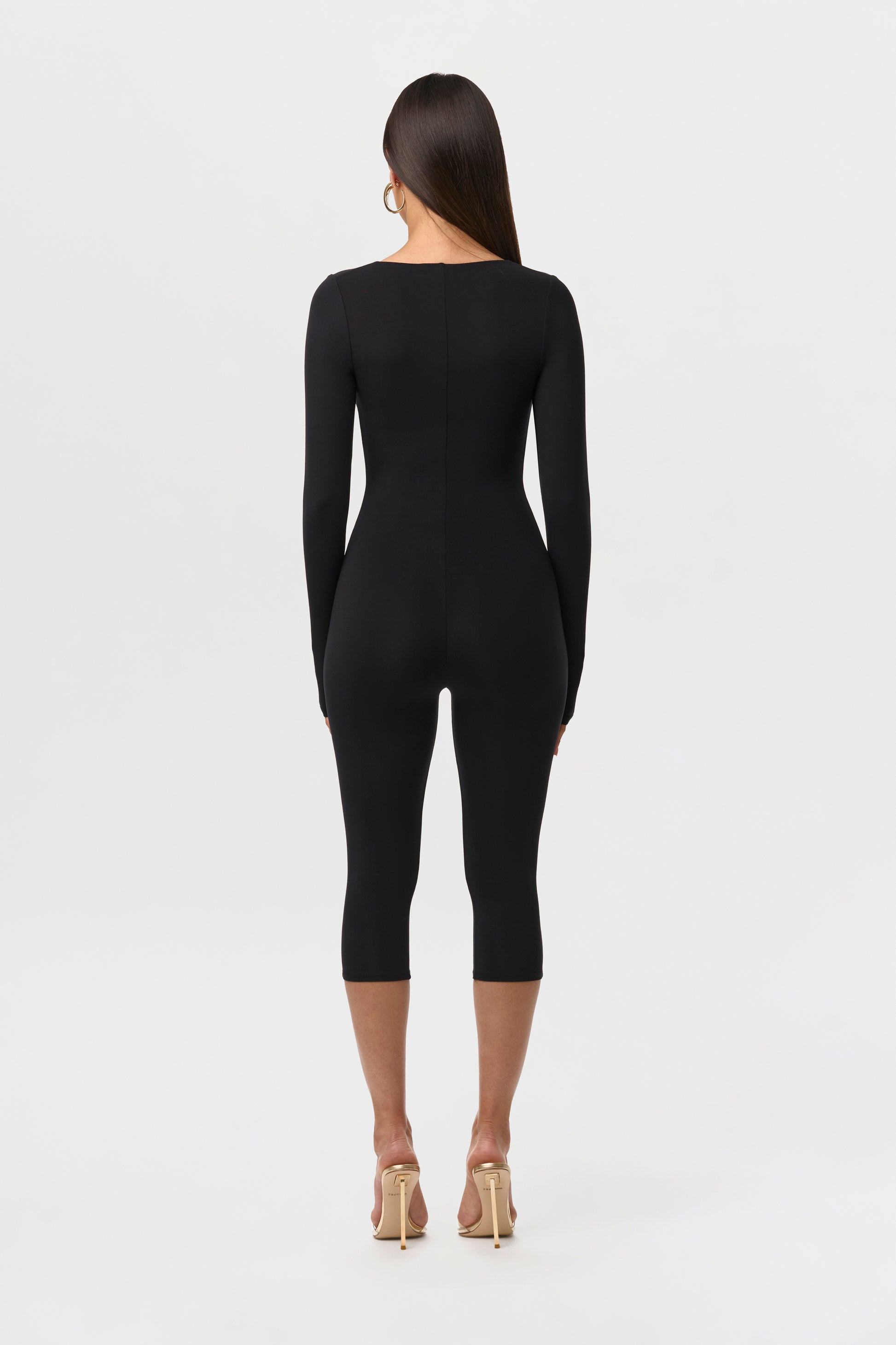Black Naked Cutout Capri Jumpsuit